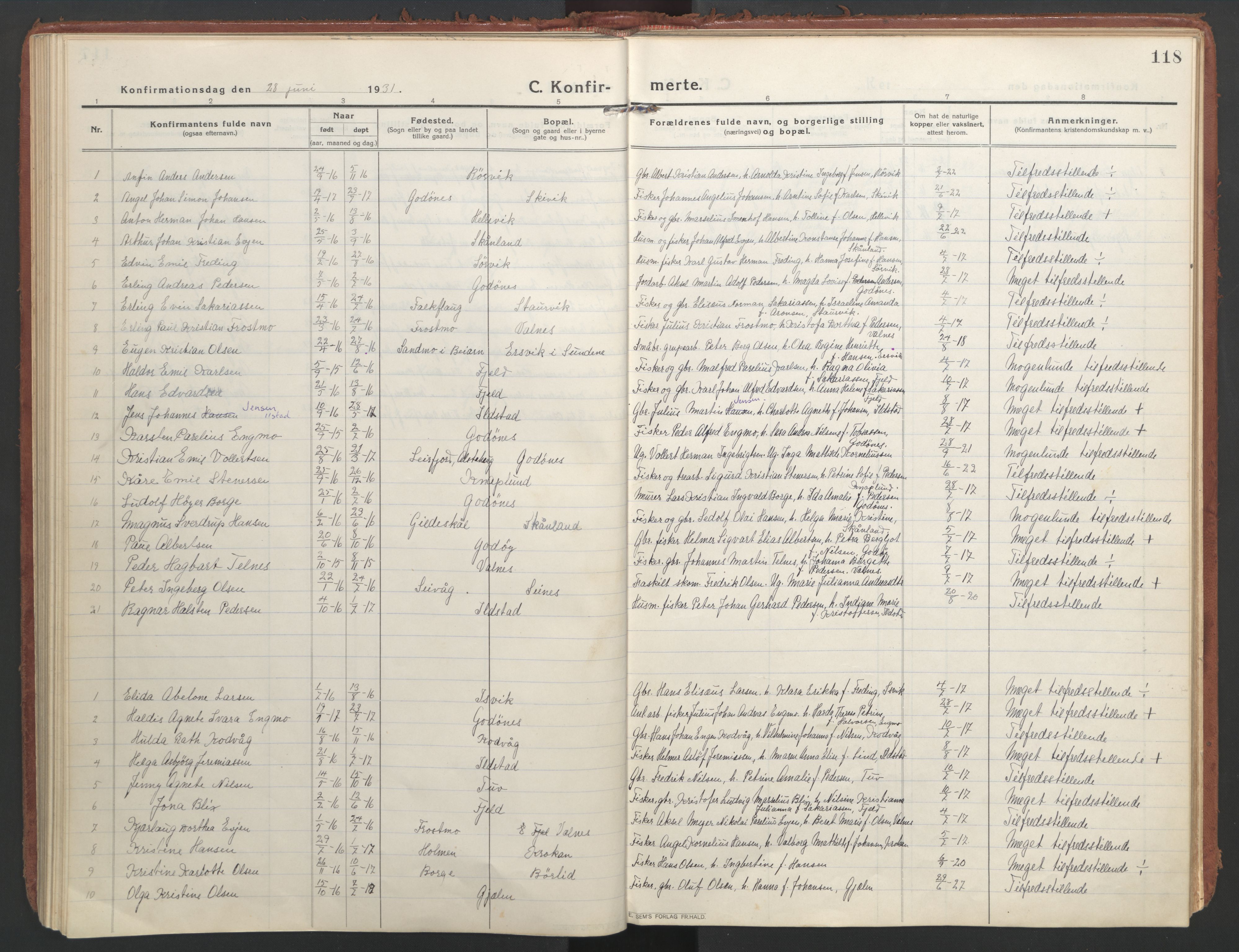 Ministerialprotokoller, klokkerbøker og fødselsregistre - Nordland, SAT/A-1459/804/L0086: Parish register (official) no. 804A07, 1916-1935, p. 118