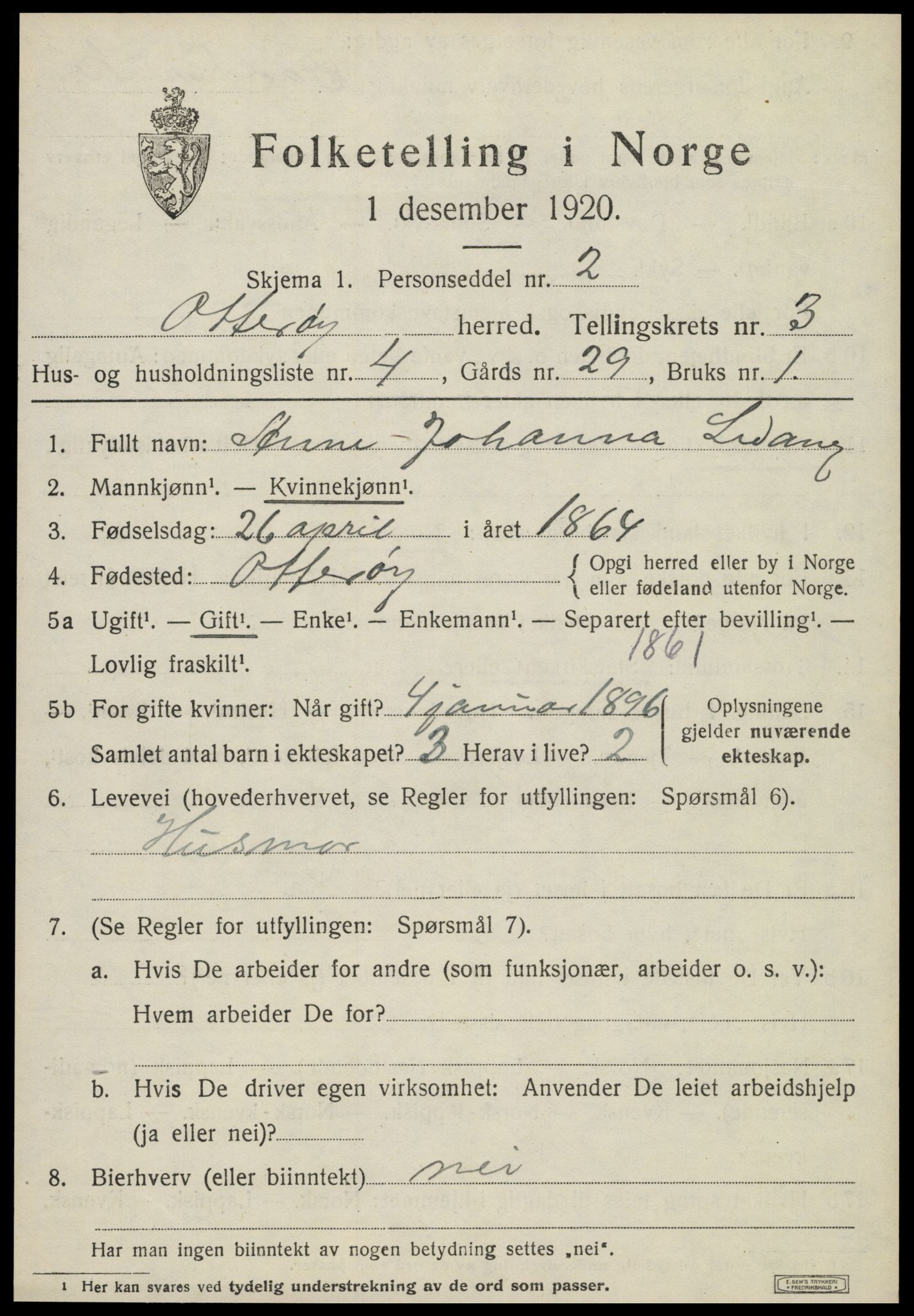 SAT, 1920 census for Otterøy, 1920, p. 1447