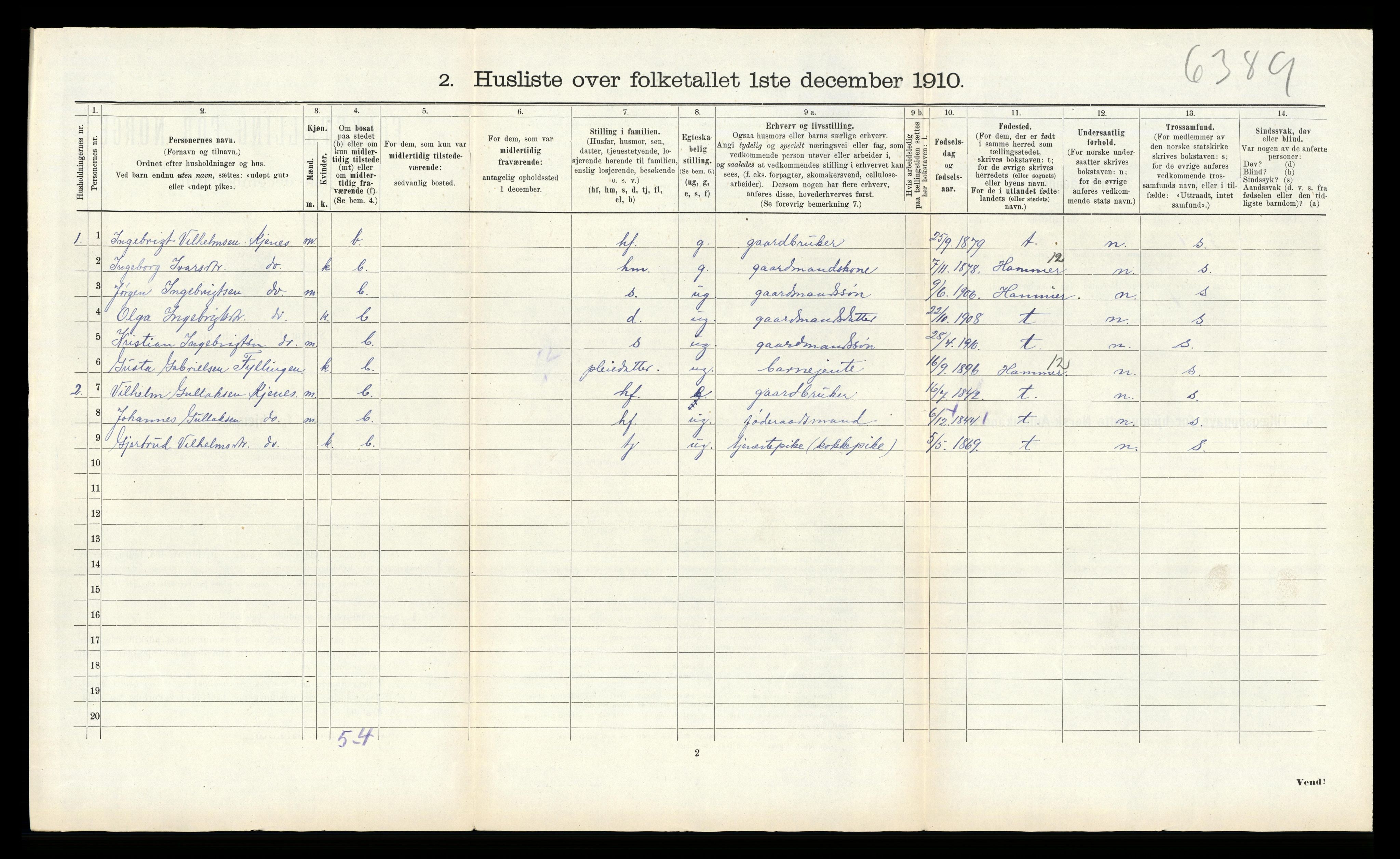 RA, 1910 census for Alversund, 1910, p. 1073