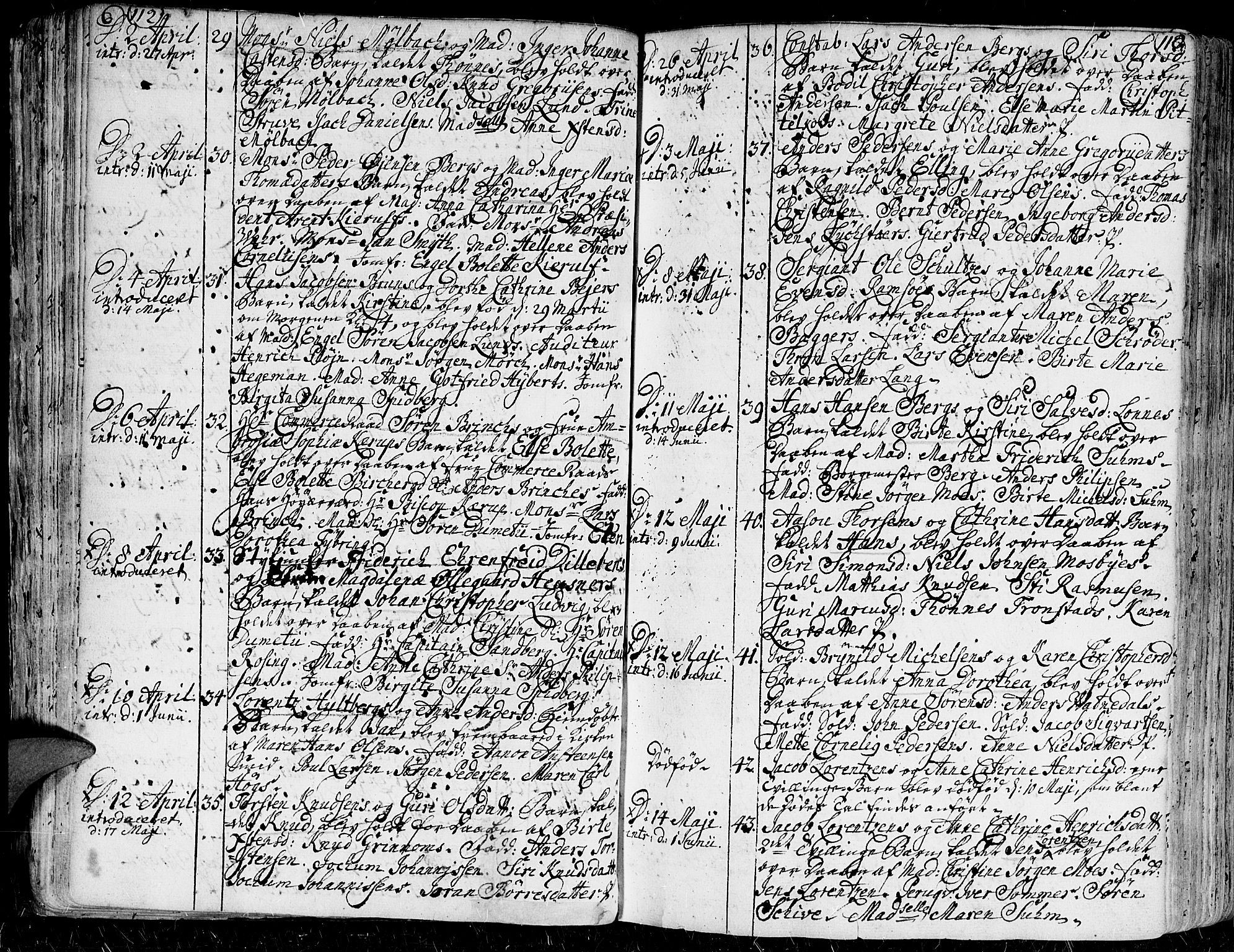 Kristiansand domprosti, SAK/1112-0006/F/Fa/L0001: Parish register (official) no. A 1, 1734-1793, p. 112-113