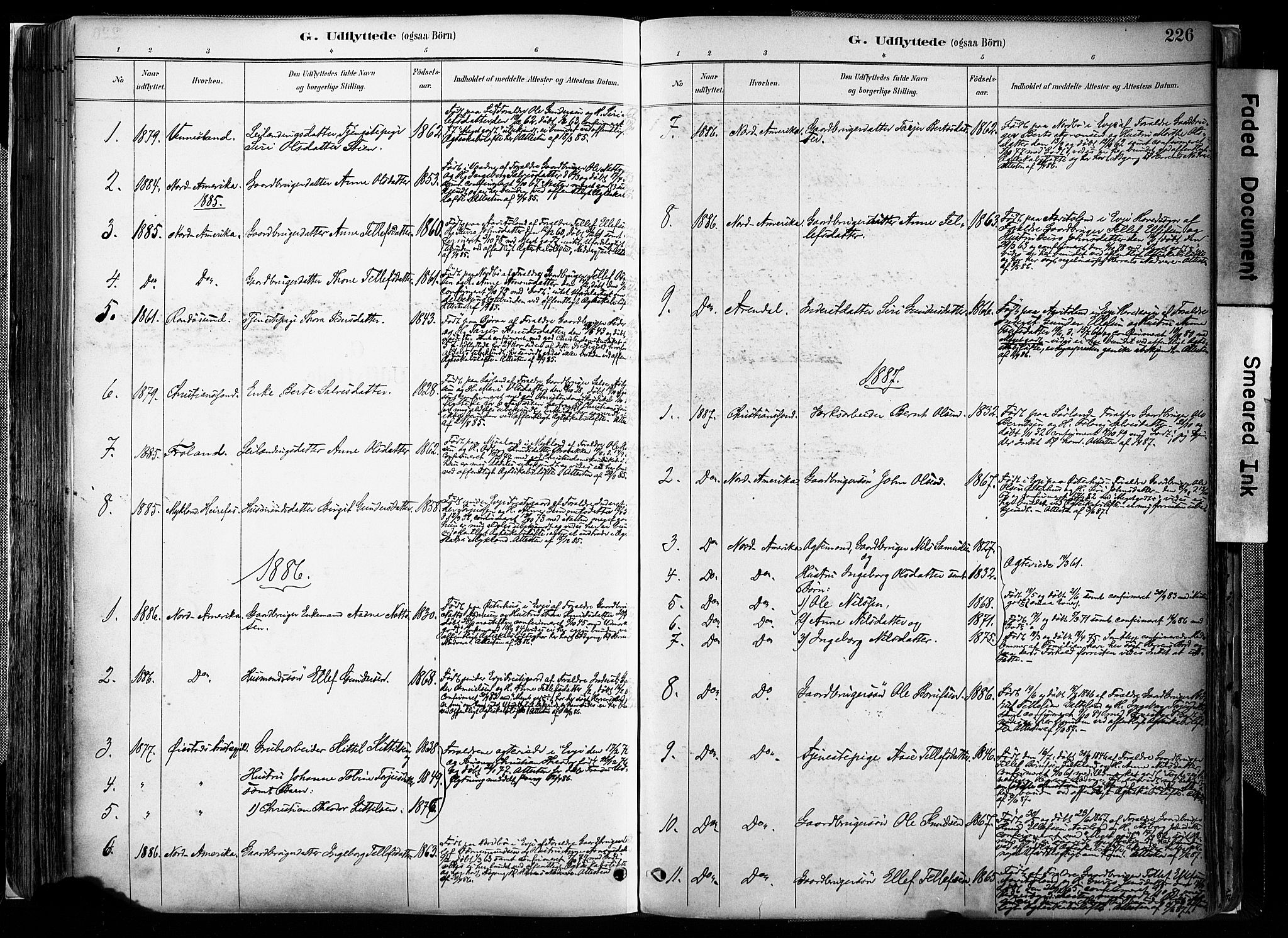 Evje sokneprestkontor, AV/SAK-1111-0008/F/Fa/Faa/L0007: Parish register (official) no. A 7, 1884-1909, p. 226