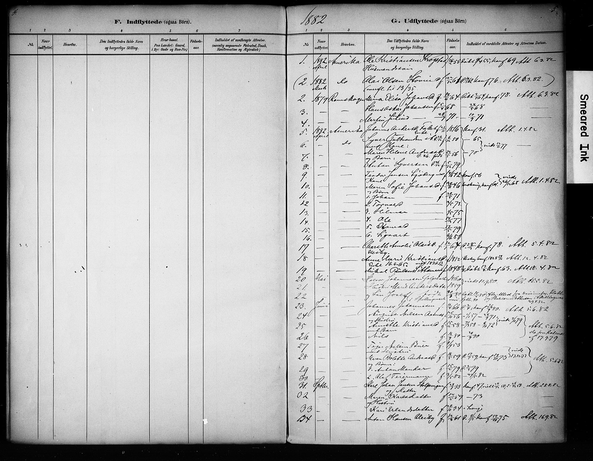 Høland prestekontor Kirkebøker, SAO/A-10346a/F/Fc/L0002: Parish register (official) no. III 2, 1882-1897, p. 4-5