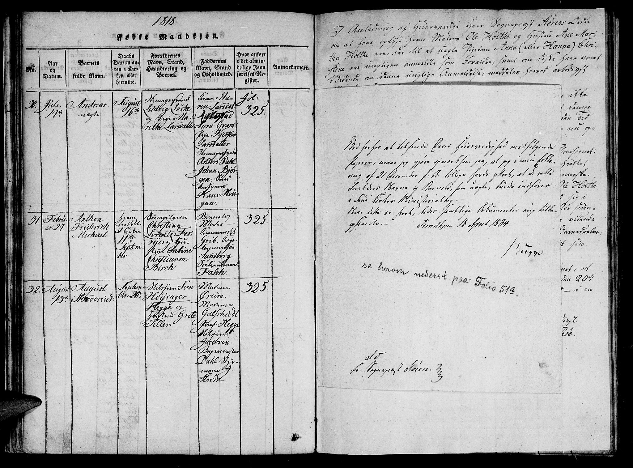 Ministerialprotokoller, klokkerbøker og fødselsregistre - Sør-Trøndelag, SAT/A-1456/602/L0107: Parish register (official) no. 602A05, 1815-1821, p. 50b