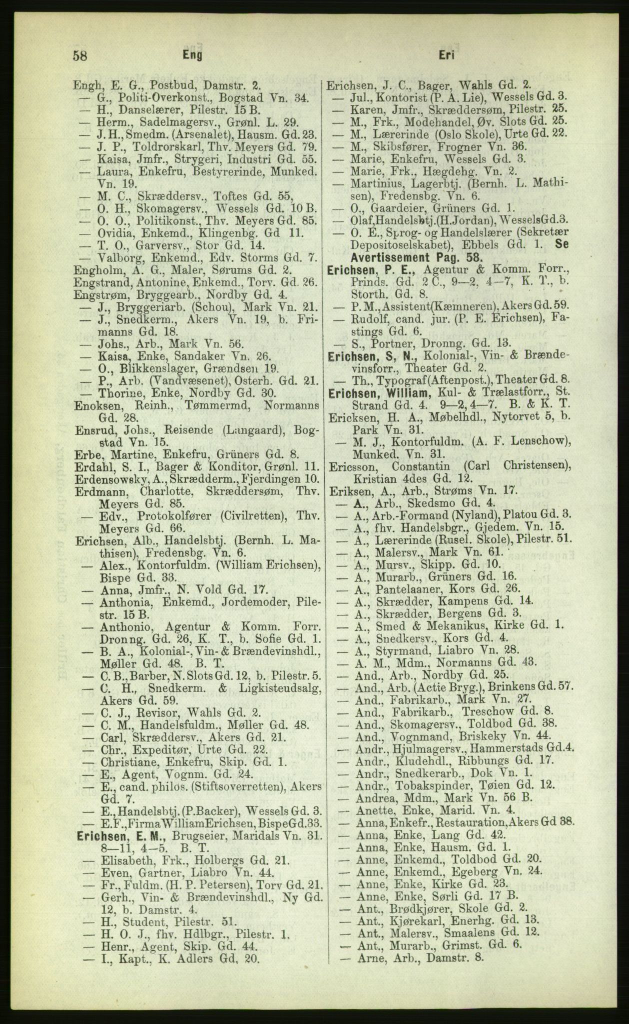 Kristiania/Oslo adressebok, PUBL/-, 1883, p. 58