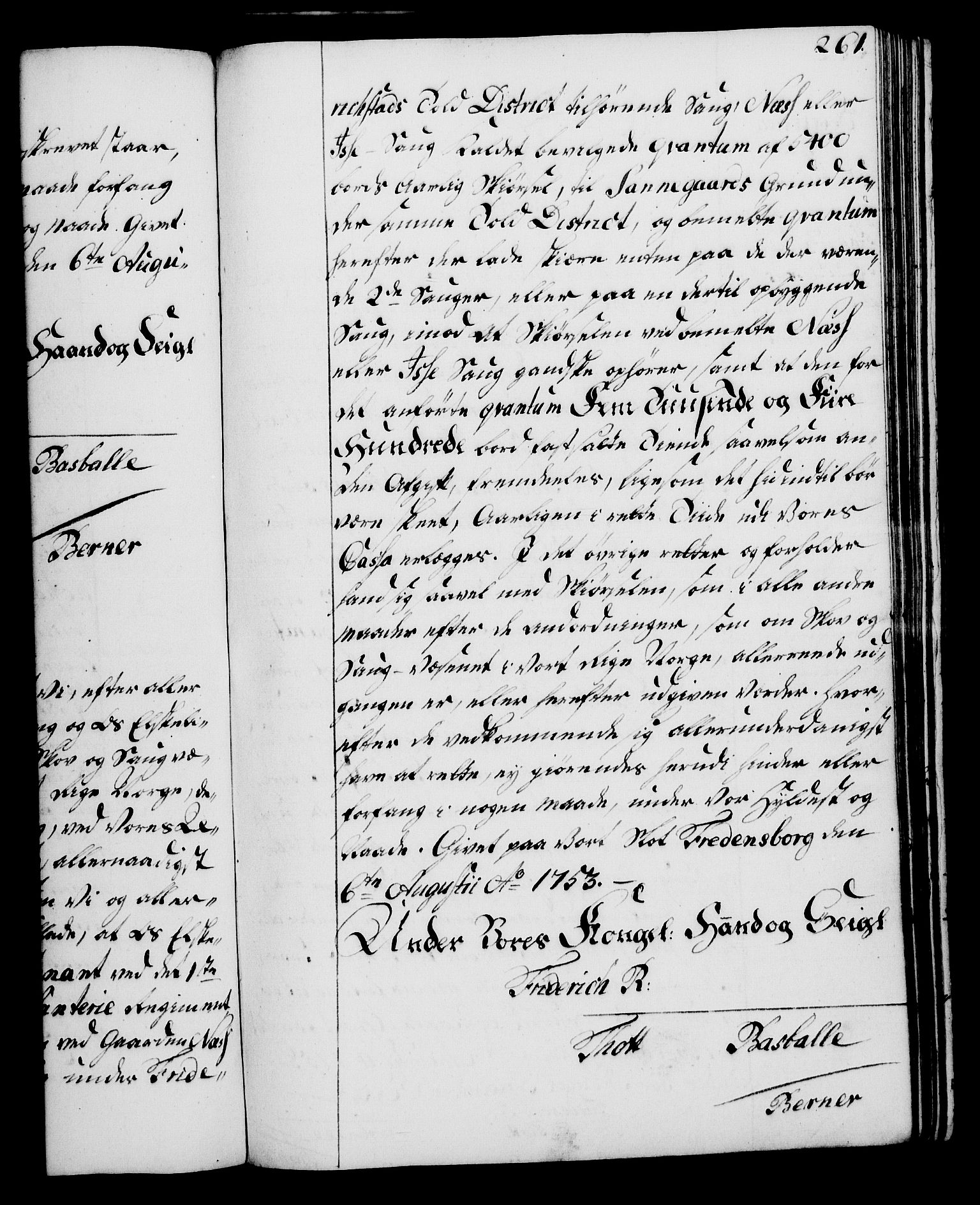 Rentekammeret, Kammerkanselliet, RA/EA-3111/G/Gg/Gga/L0006: Norsk ekspedisjonsprotokoll med register (merket RK 53.6), 1749-1759, p. 261
