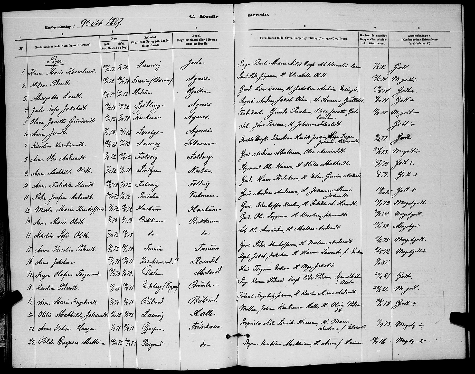 Brunlanes kirkebøker, AV/SAKO-A-342/G/Ga/L0003: Parish register (copy) no. I 3, 1877-1898