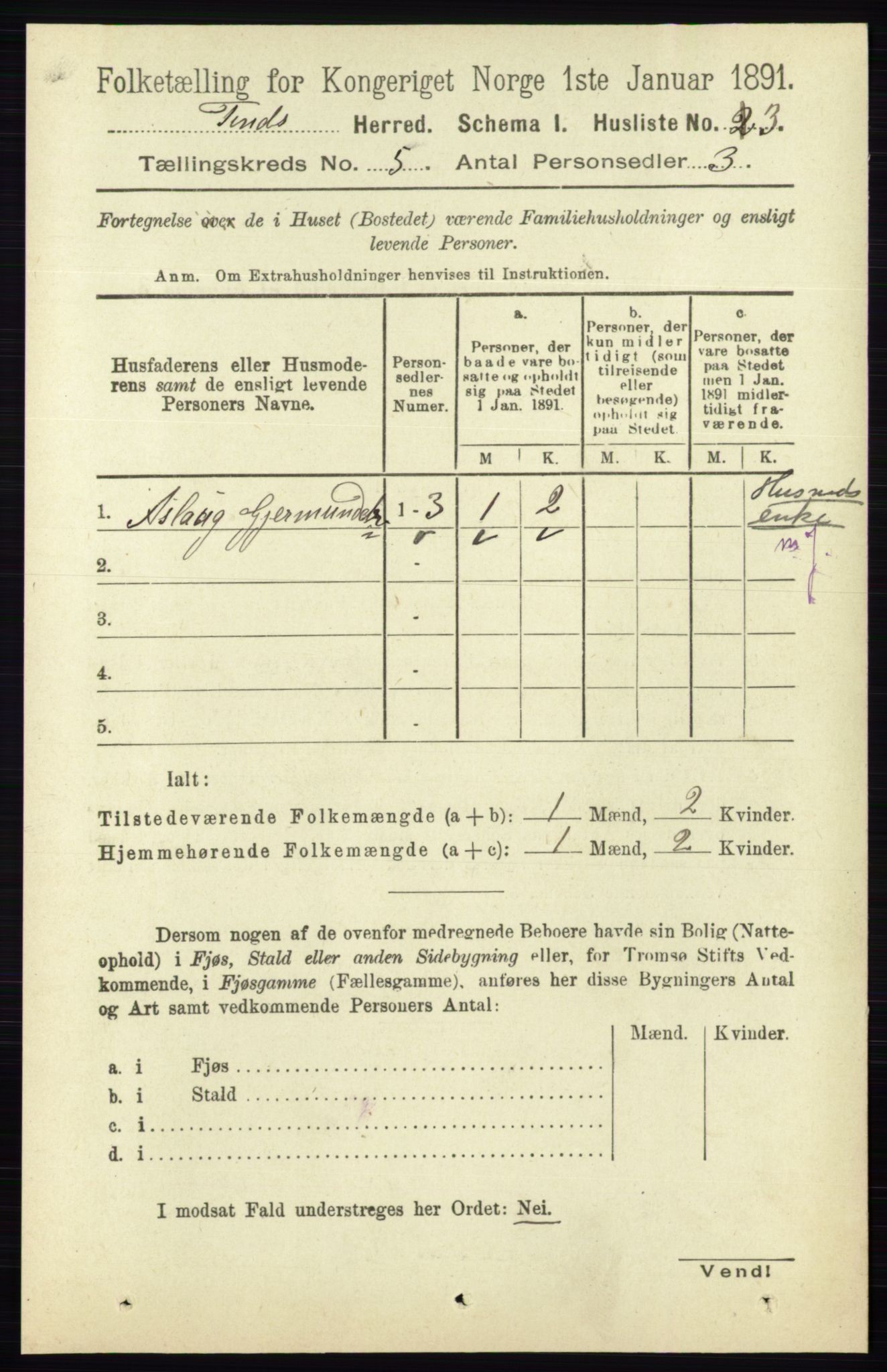 RA, 1891 census for 0826 Tinn, 1891, p. 976