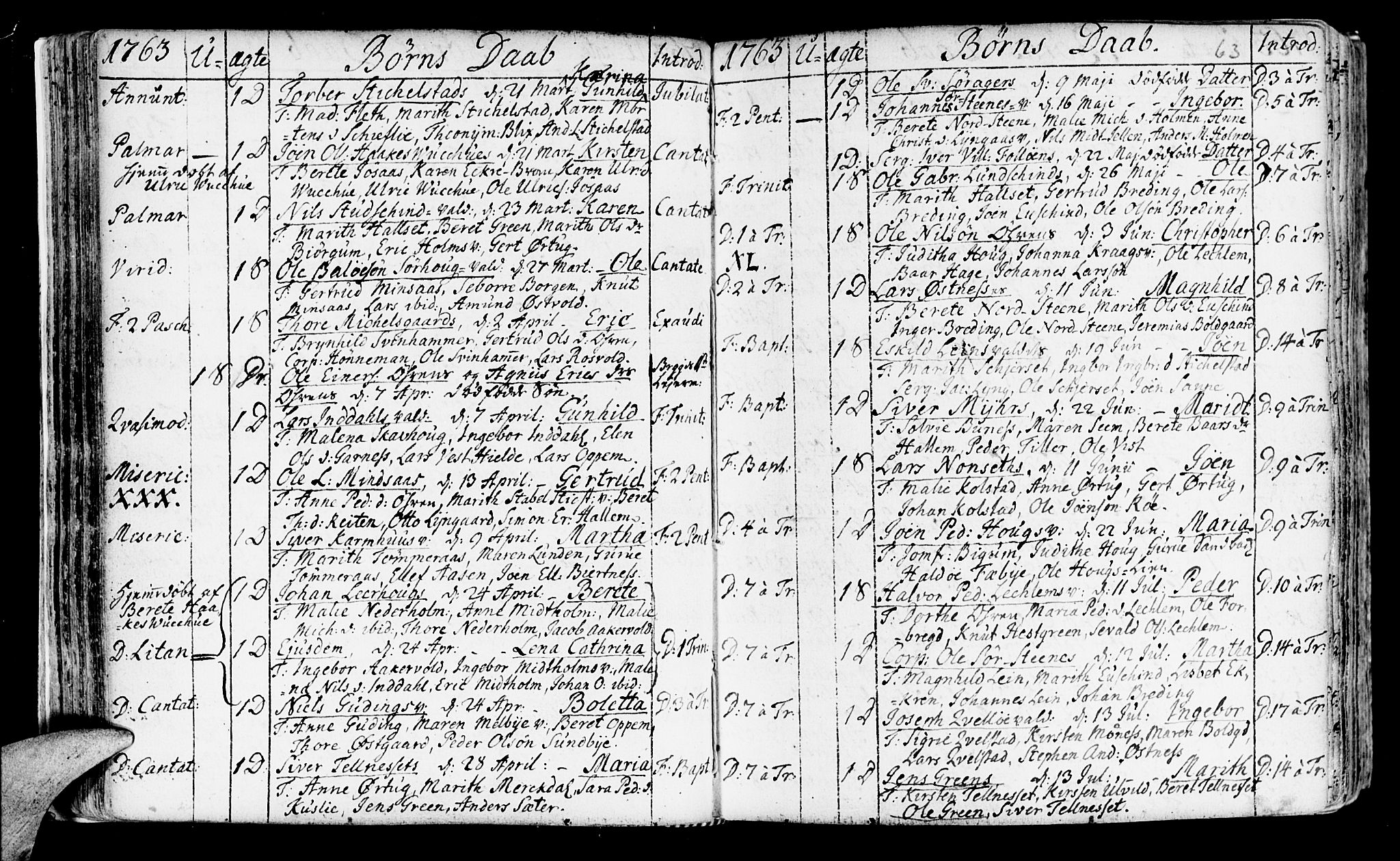 Ministerialprotokoller, klokkerbøker og fødselsregistre - Nord-Trøndelag, SAT/A-1458/723/L0231: Parish register (official) no. 723A02, 1748-1780, p. 63
