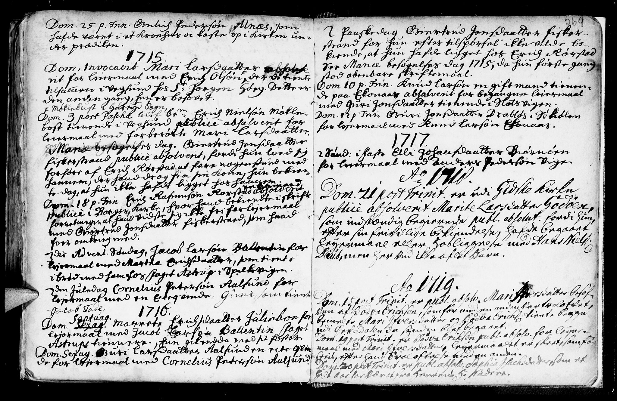 Ministerialprotokoller, klokkerbøker og fødselsregistre - Møre og Romsdal, SAT/A-1454/528/L0390: Parish register (official) no. 528A01, 1698-1739, p. 568-569