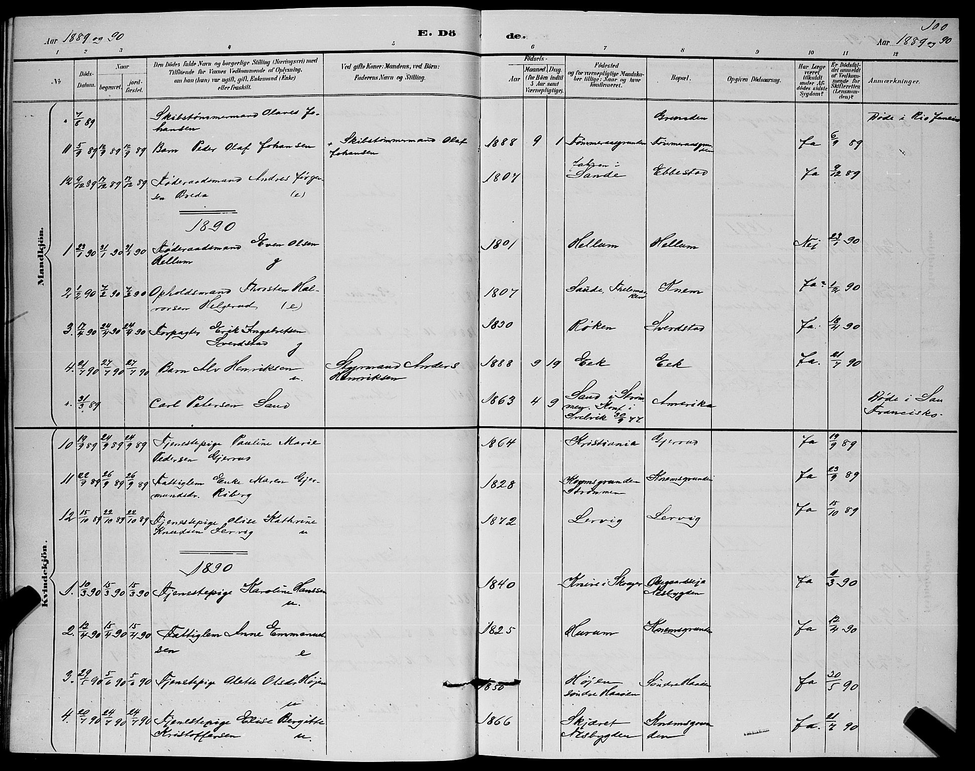 Strømm kirkebøker, SAKO/A-322/G/Ga/L0003: Parish register (copy) no. I 3, 1889-1896, p. 100