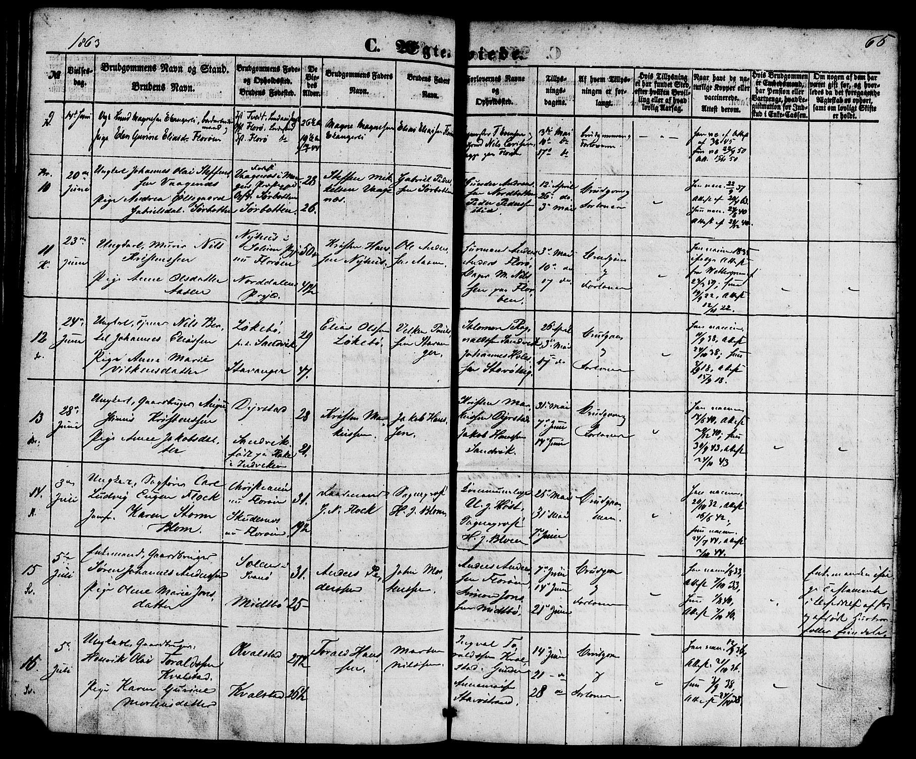 Kinn sokneprestembete, AV/SAB-A-80801/H/Haa/Haaa/L0010: Parish register (official) no. A 10, 1852-1869, p. 65