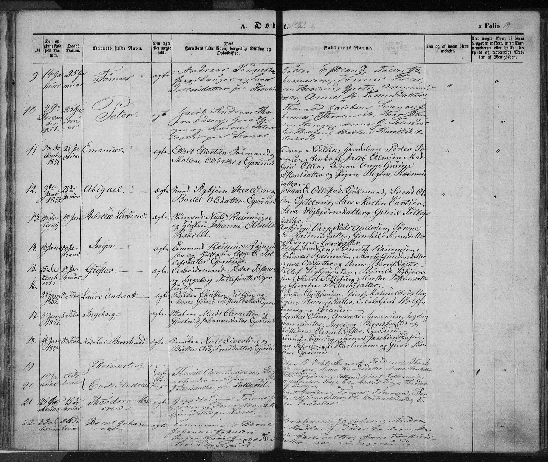 Eigersund sokneprestkontor, AV/SAST-A-101807/S08/L0012: Parish register (official) no. A 12.1, 1850-1865, p. 19