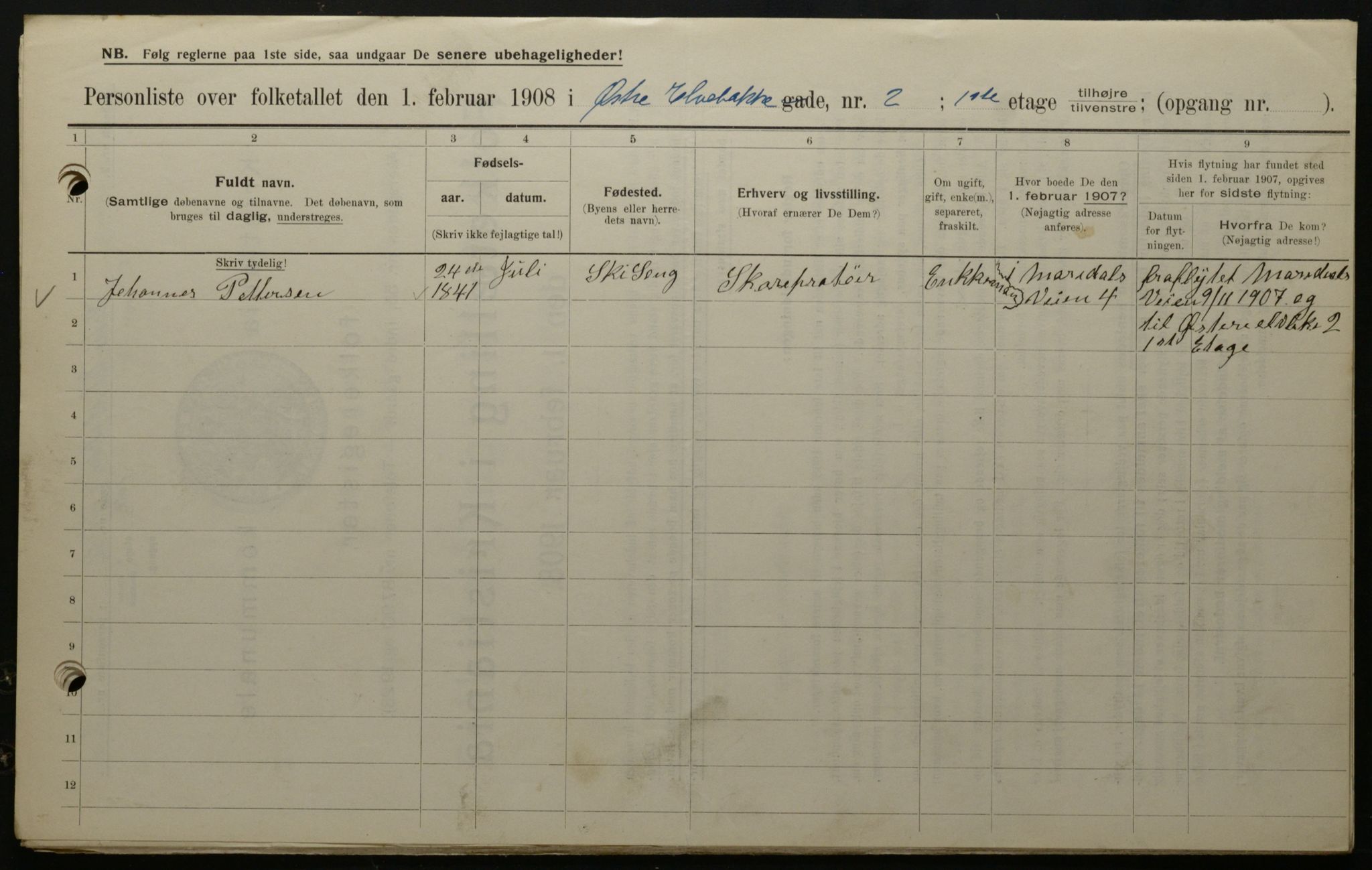 OBA, Municipal Census 1908 for Kristiania, 1908, p. 116155