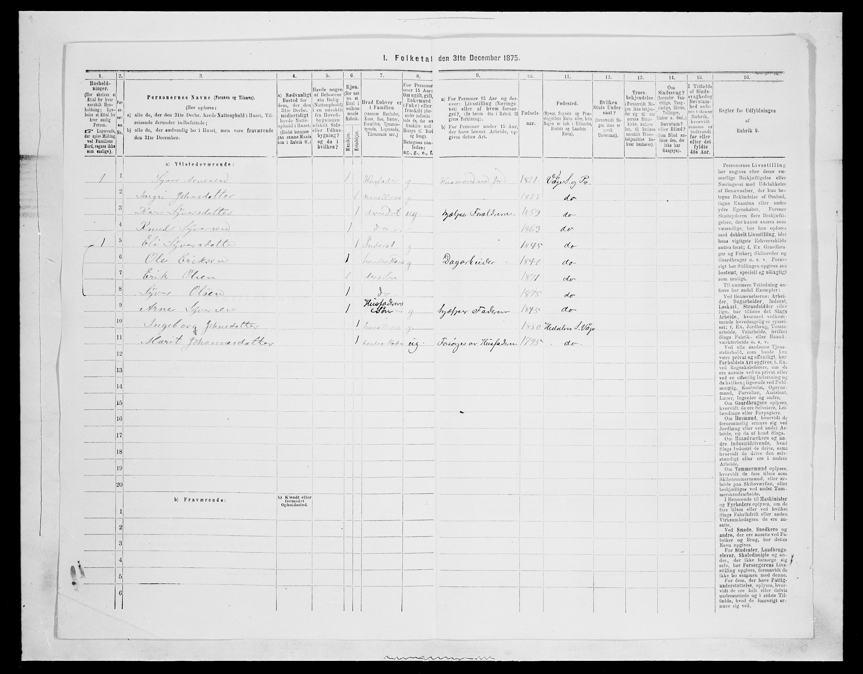 SAH, 1875 census for 0515P Vågå, 1875, p. 338