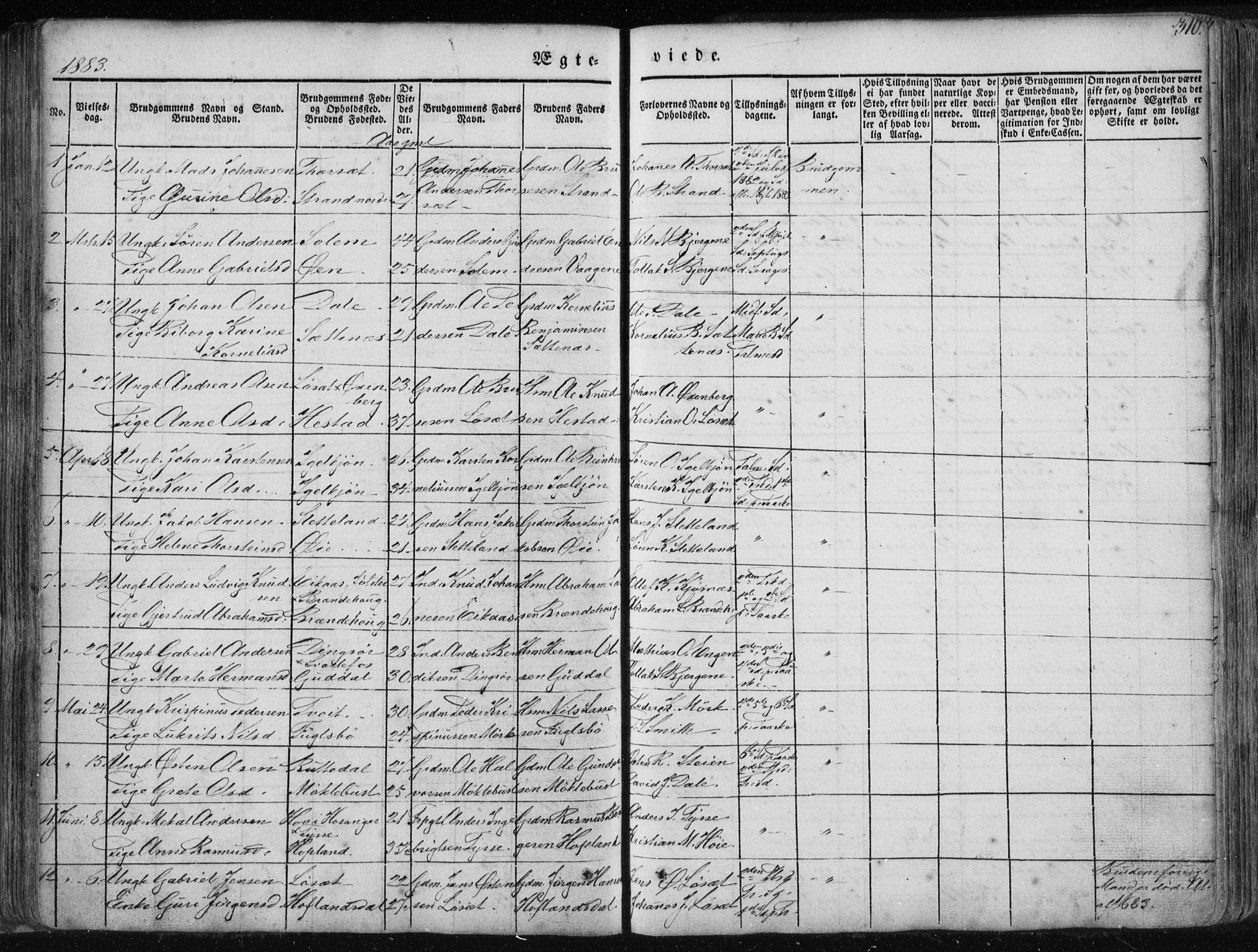 Fjaler sokneprestembete, SAB/A-79801/H/Haa/Haaa/L0006: Parish register (official) no. A 6, 1835-1884, p. 310