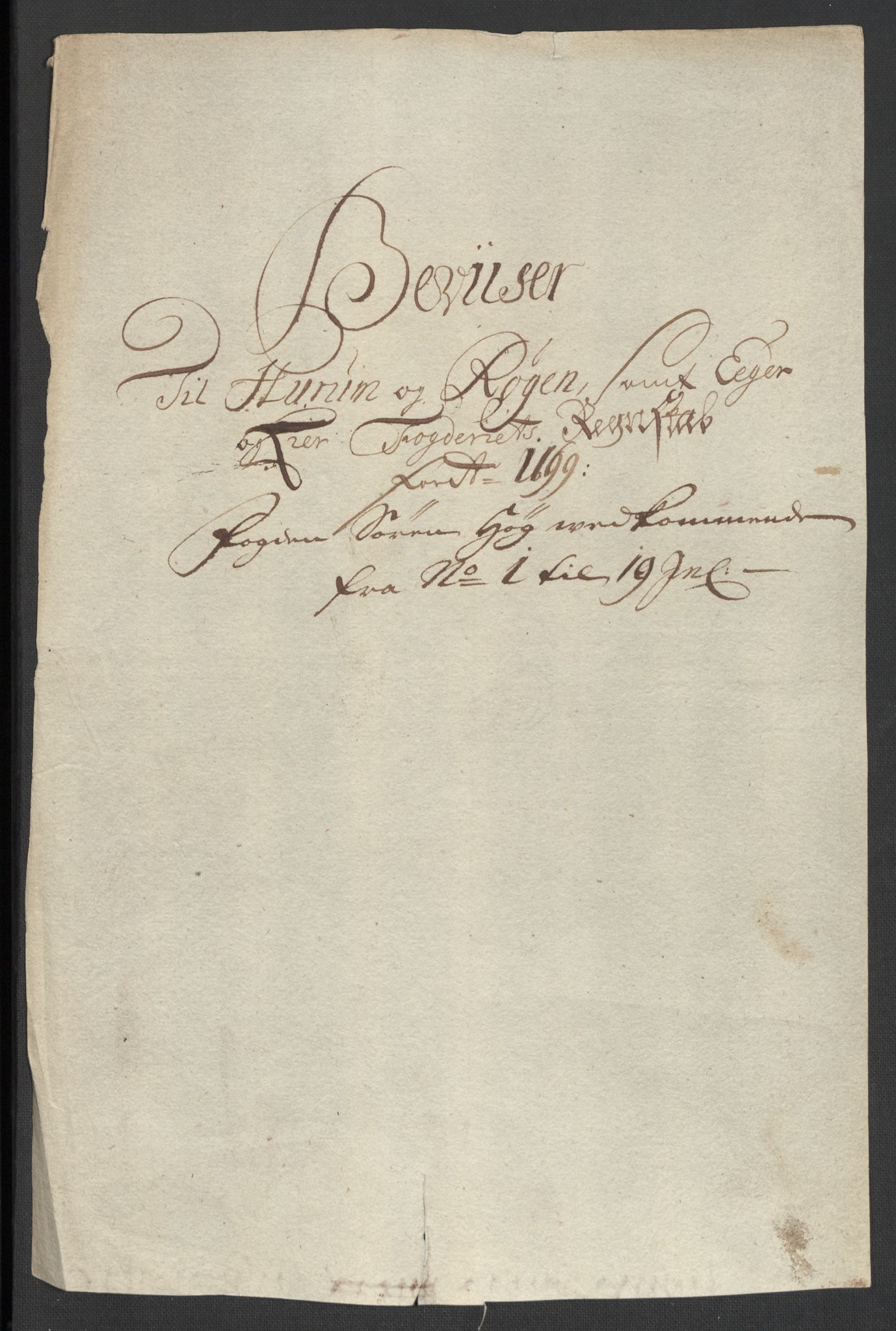 Rentekammeret inntil 1814, Reviderte regnskaper, Fogderegnskap, AV/RA-EA-4092/R30/L1696: Fogderegnskap Hurum, Røyken, Eiker og Lier, 1698-1699, p. 188