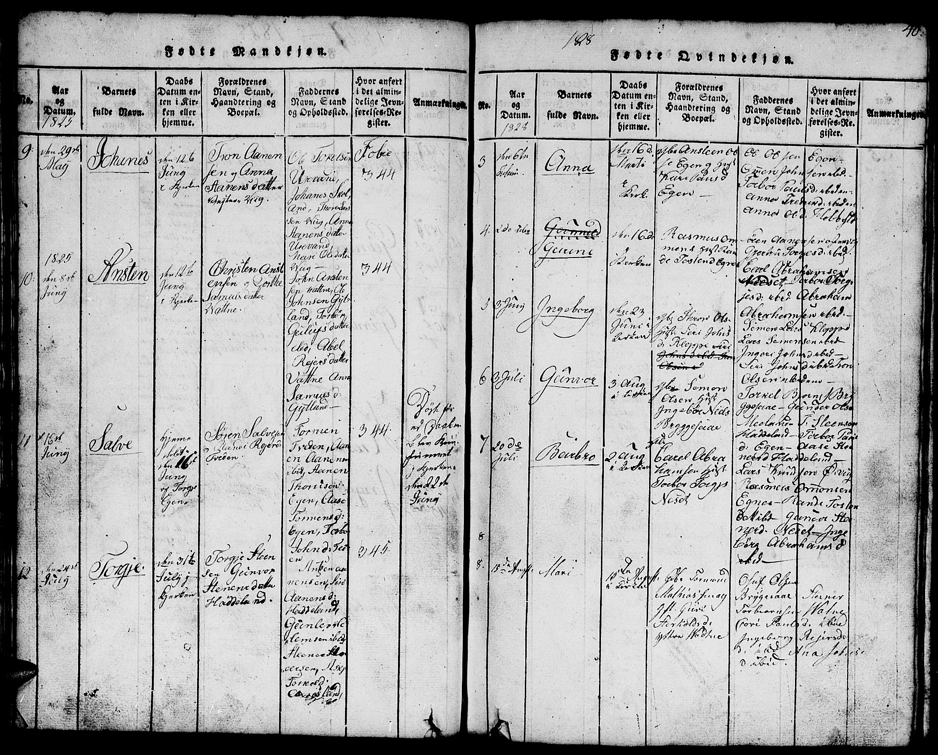 Hægebostad sokneprestkontor, SAK/1111-0024/F/Fb/Fbb/L0001: Parish register (copy) no. B 1, 1816-1850, p. 40