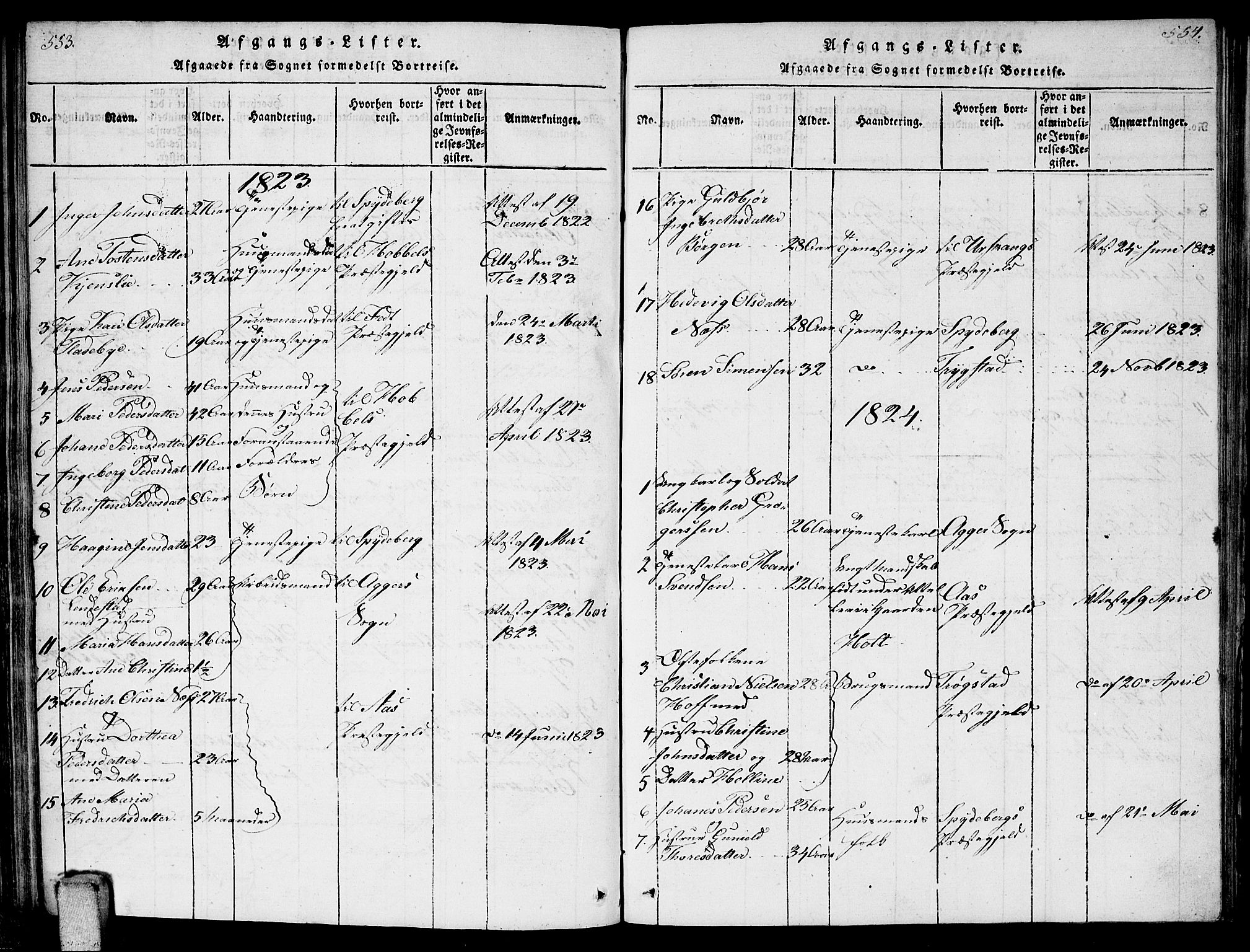 Enebakk prestekontor Kirkebøker, AV/SAO-A-10171c/F/Fa/L0006: Parish register (official) no. I 6, 1815-1832, p. 553-554