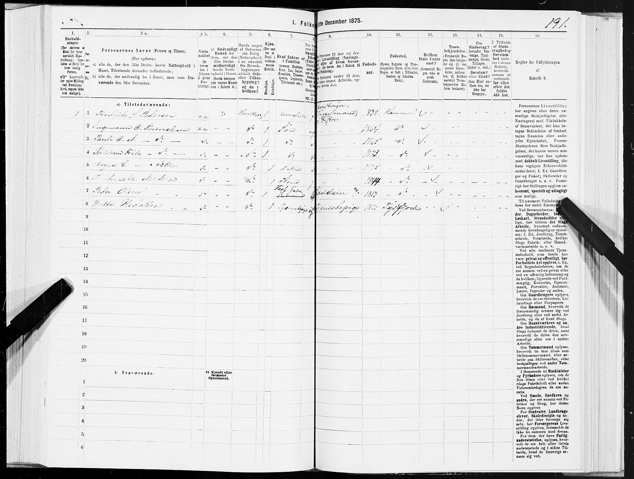 SAT, 1875 census for 1849P Hamarøy, 1875, p. 2191