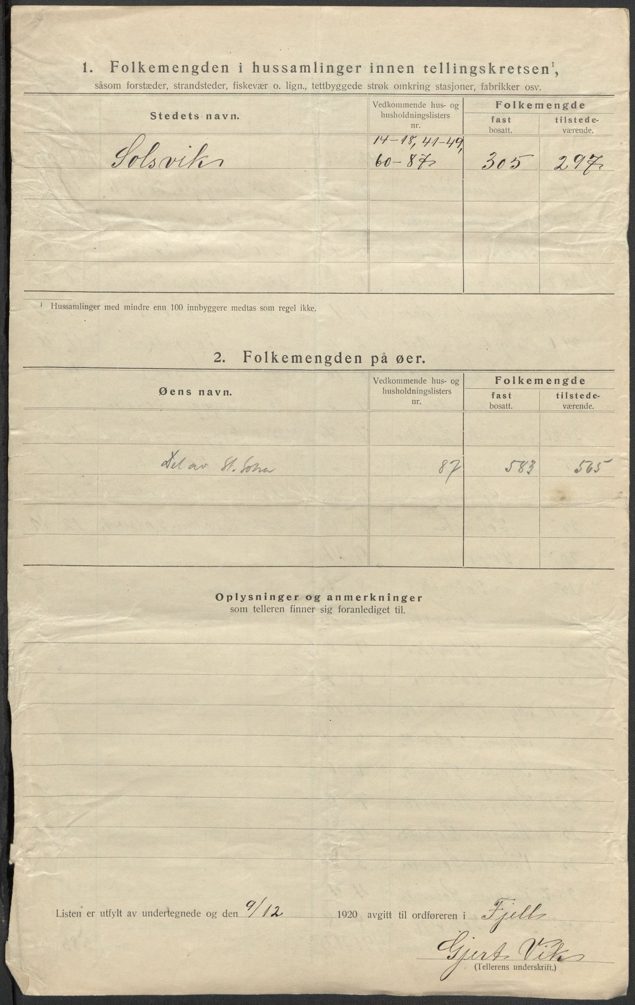 SAB, 1920 census for Fjell, 1920, p. 21