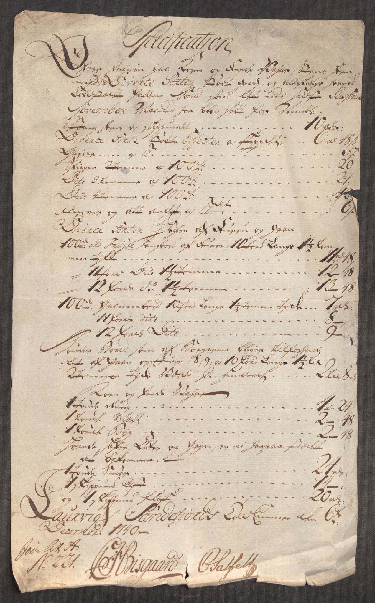 Rentekammeret inntil 1814, Realistisk ordnet avdeling, RA/EA-4070/Oe/L0002: [Ø1]: Priskuranter, 1740-1744, p. 96