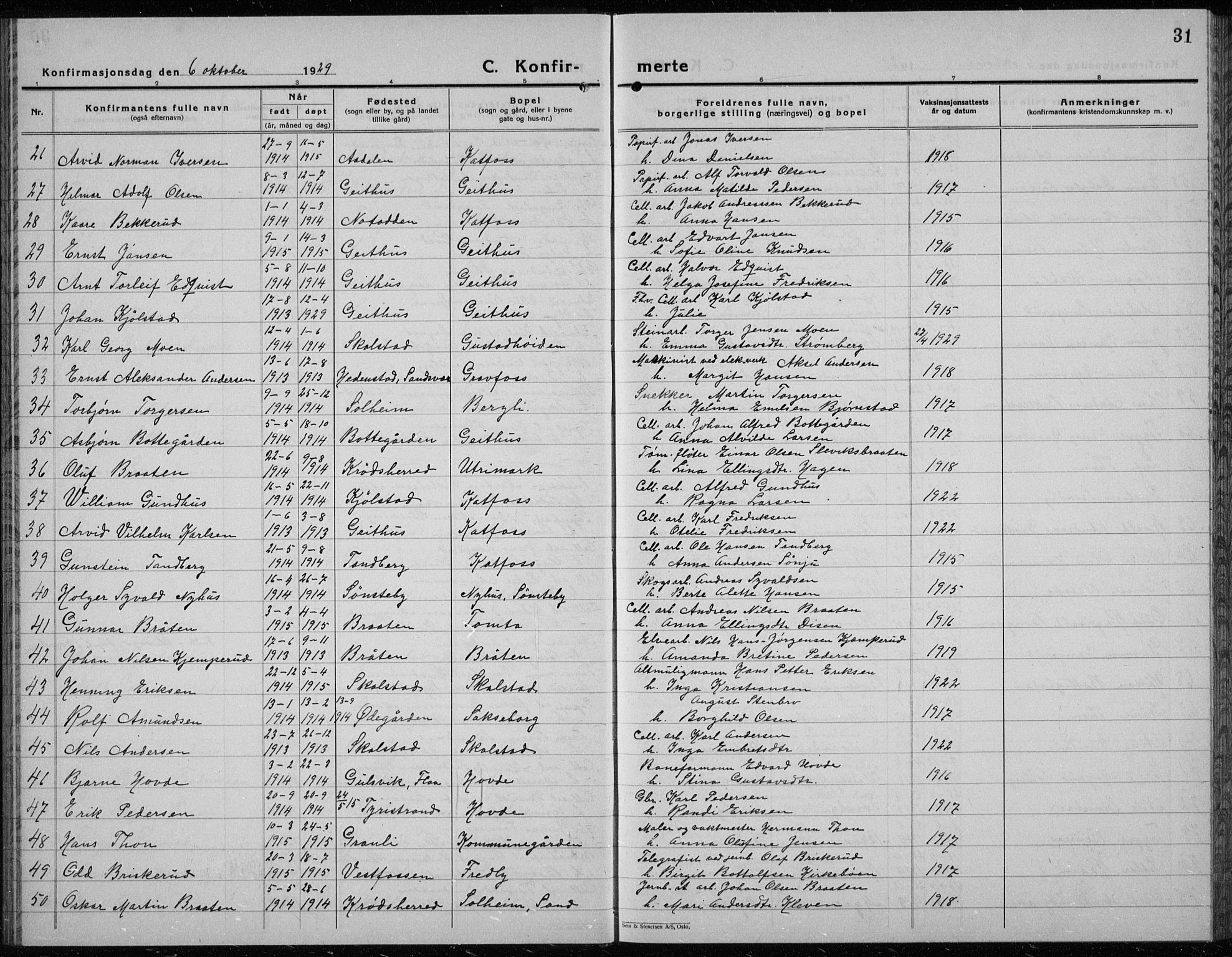 Modum kirkebøker, AV/SAKO-A-234/G/Ga/L0013: Parish register (copy) no. I 13, 1925-1938, p. 31