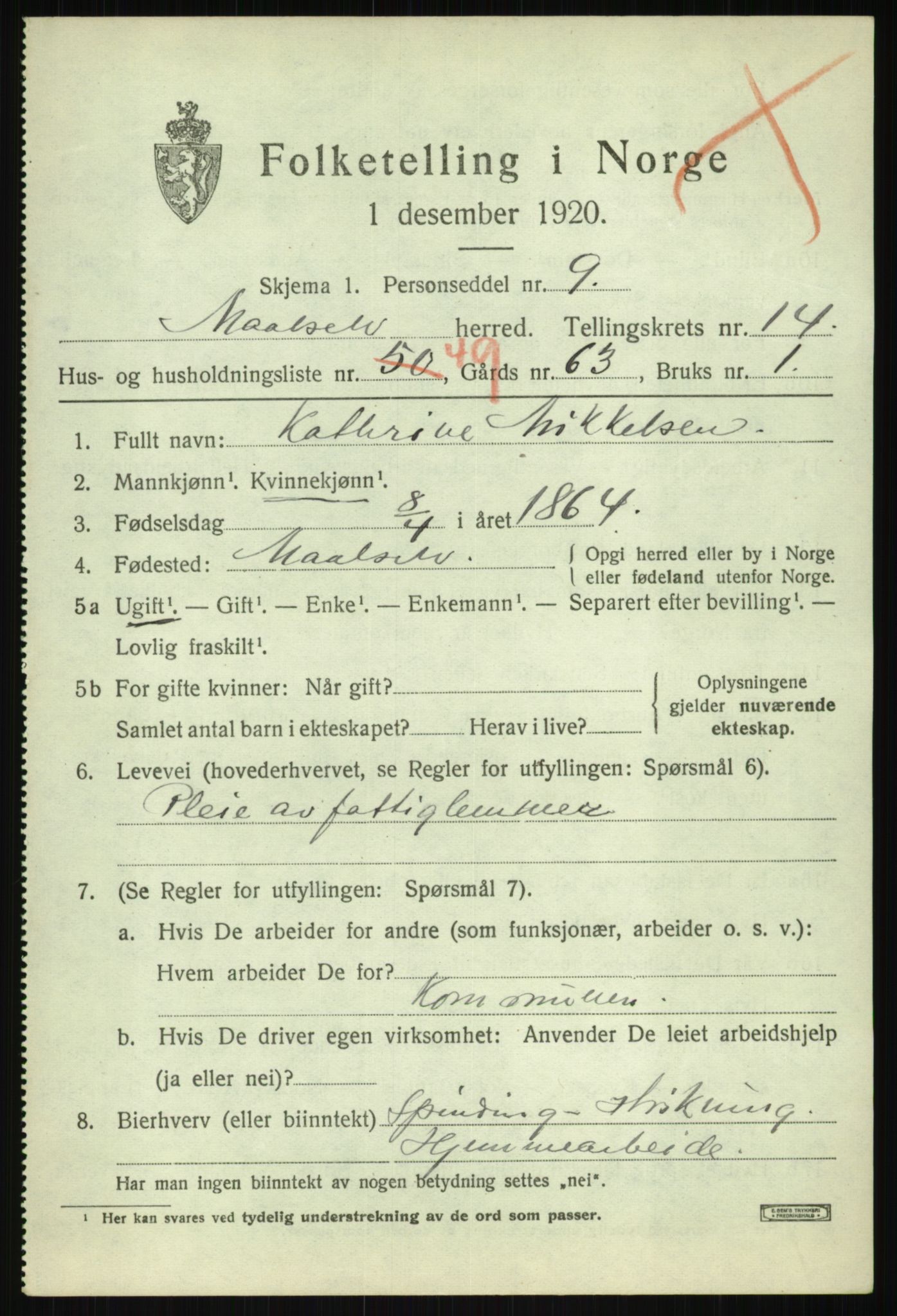 SATØ, 1920 census for Målselv, 1920, p. 7583