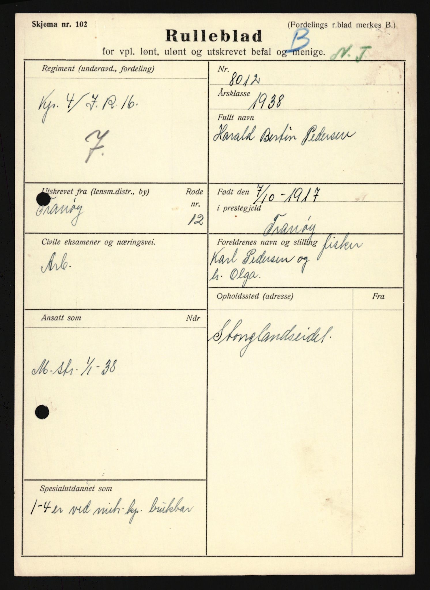 Forsvaret, Troms infanteriregiment nr. 16, AV/RA-RAFA-3146/P/Pa/L0022: Rulleblad for regimentets menige mannskaper, årsklasse 1938, 1938, p. 1327