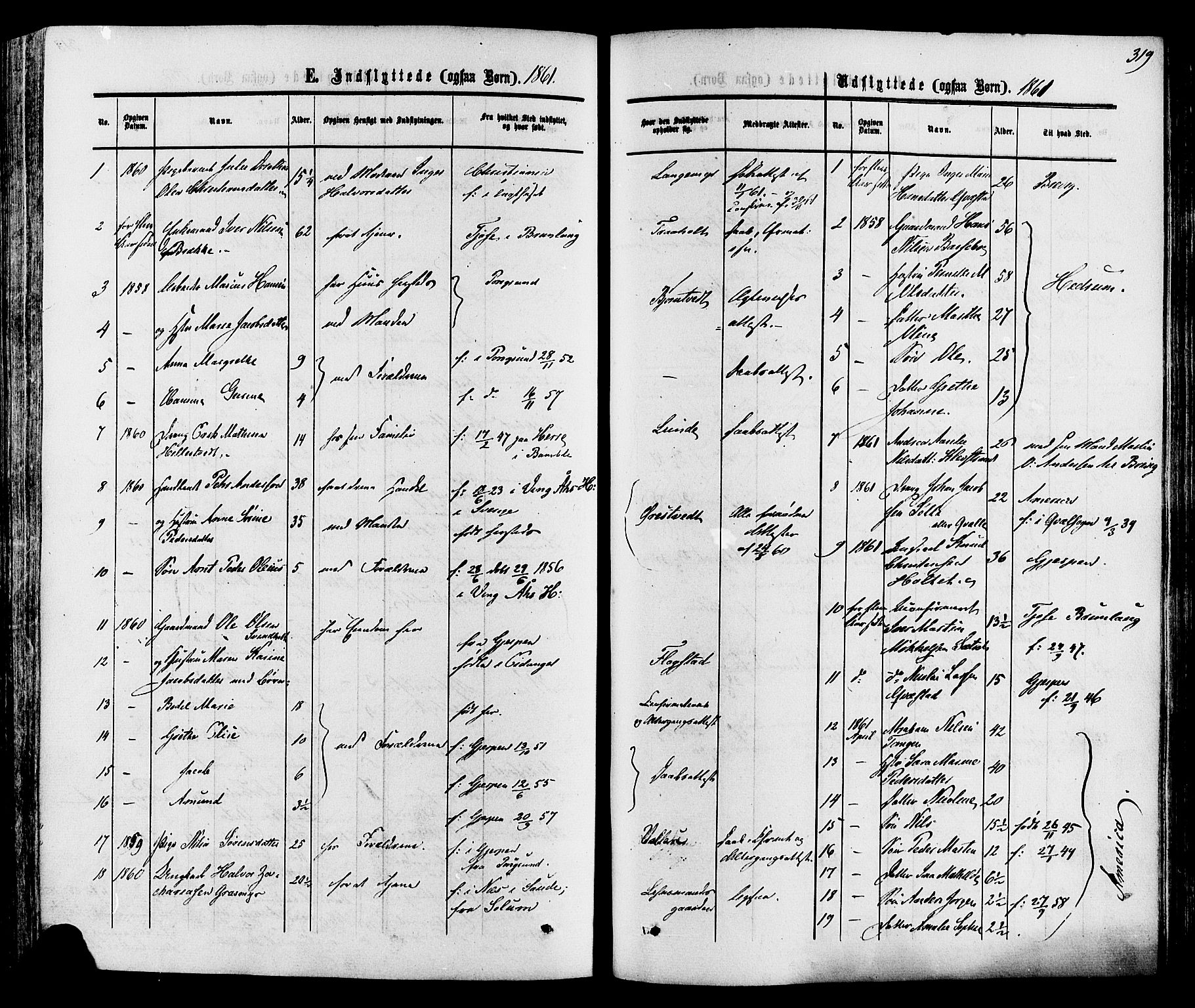 Eidanger kirkebøker, SAKO/A-261/F/Fa/L0010: Parish register (official) no. 10, 1859-1874, p. 319
