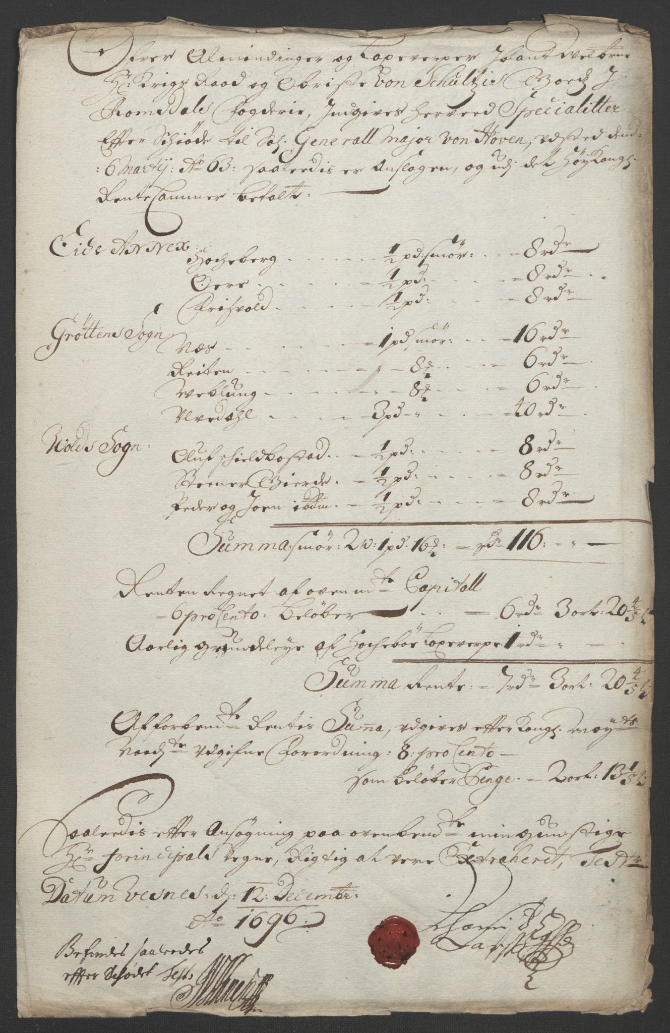 Rentekammeret inntil 1814, Reviderte regnskaper, Fogderegnskap, RA/EA-4092/R55/L3652: Fogderegnskap Romsdal, 1695-1696, p. 221