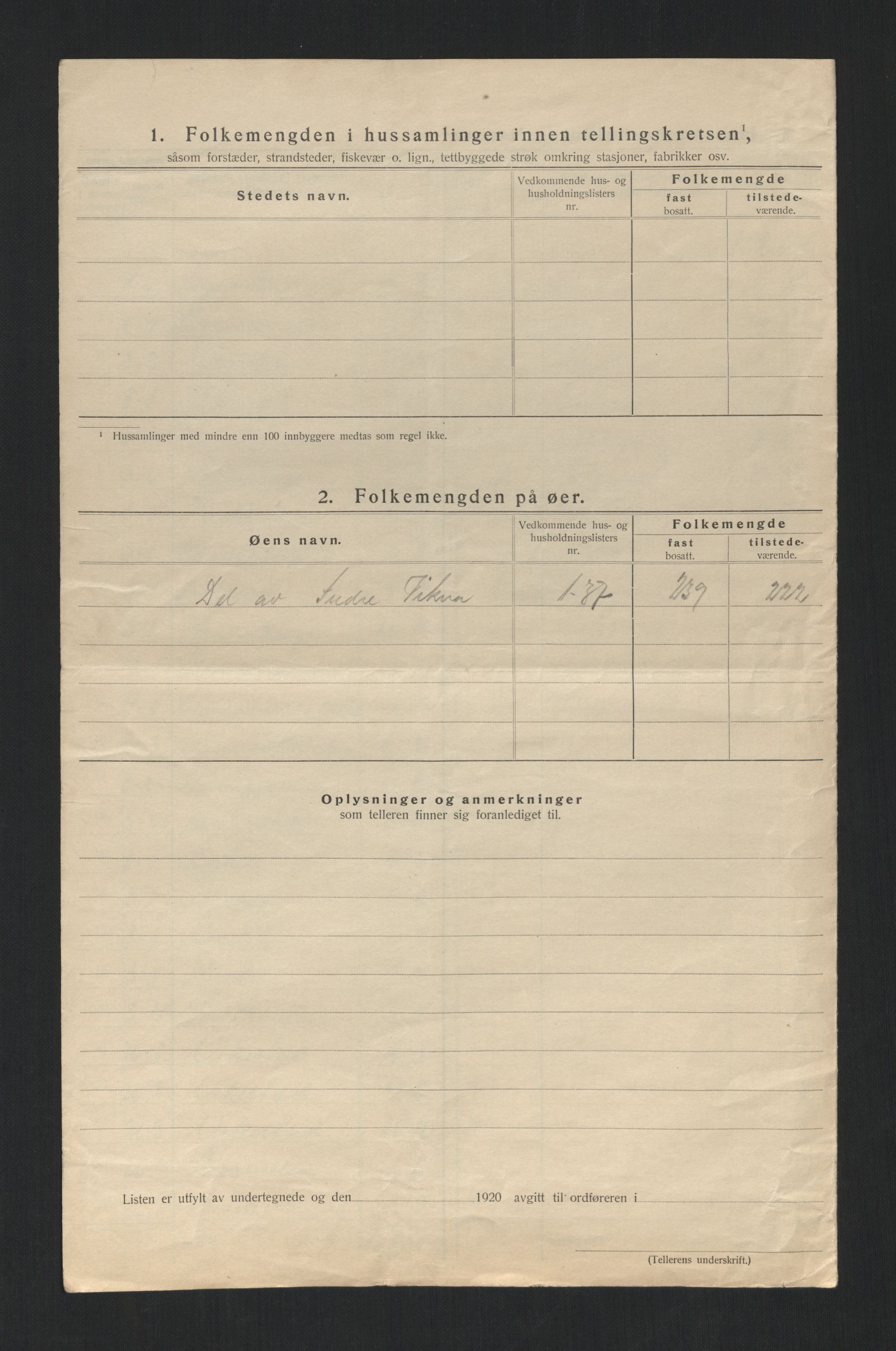 SAT, 1920 census for Vikna, 1920, p. 17