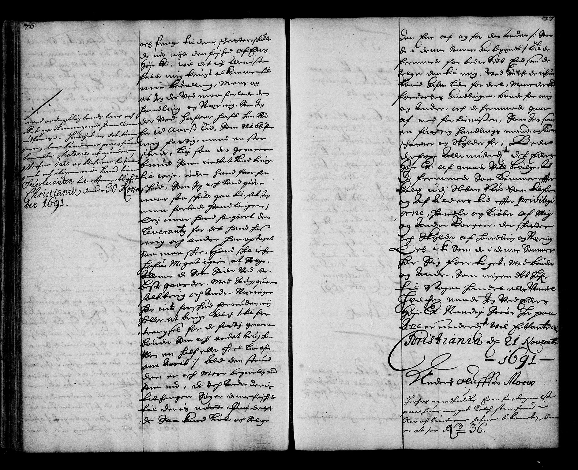 Stattholderembetet 1572-1771, AV/RA-EA-2870/Ae/L0009: Supplikasjons- og resolusjonsprotokoll, 1691-1692, p. 76-77