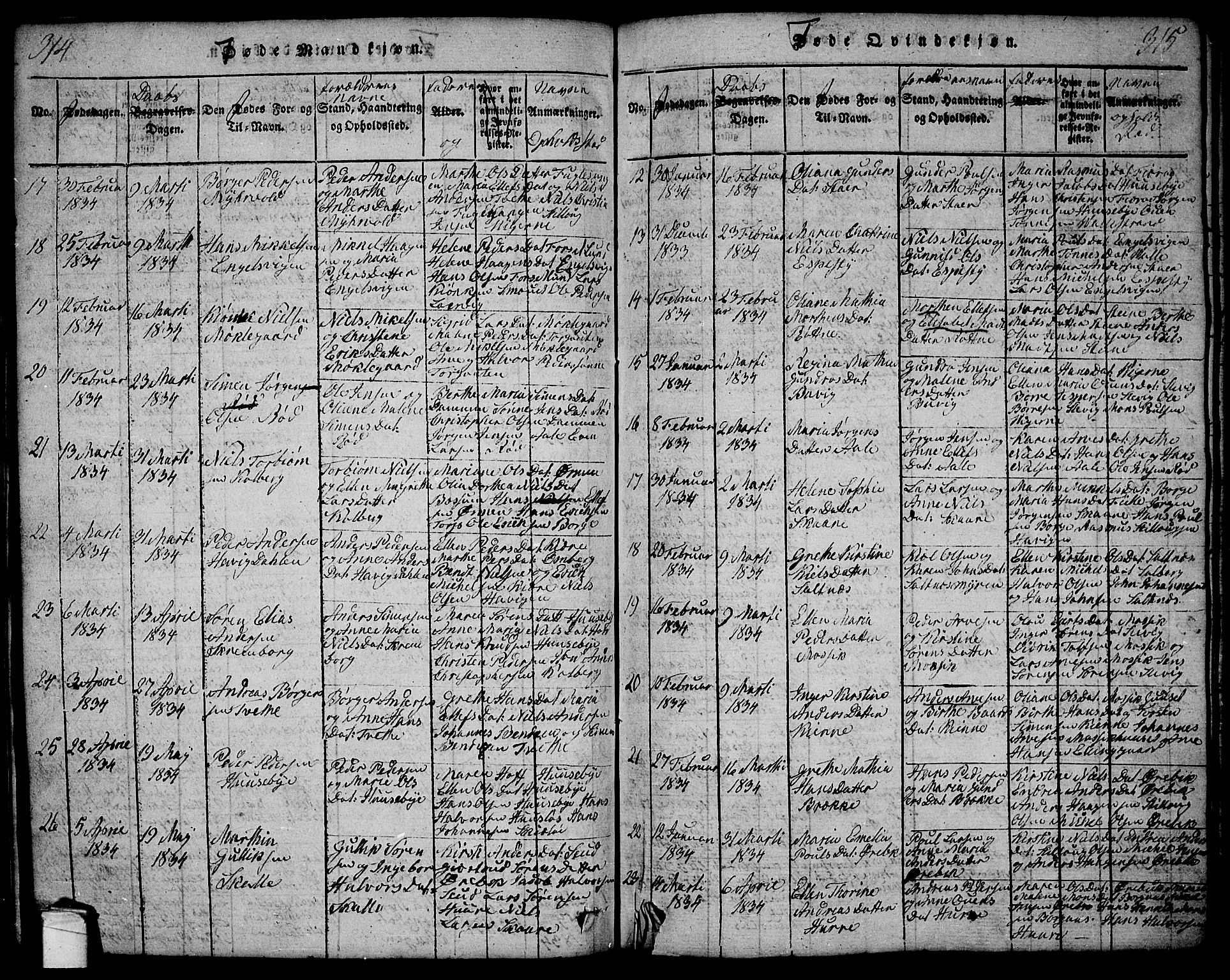 Onsøy prestekontor Kirkebøker, SAO/A-10914/G/Ga/L0001: Parish register (copy) no. I 1, 1814-1840, p. 314-315