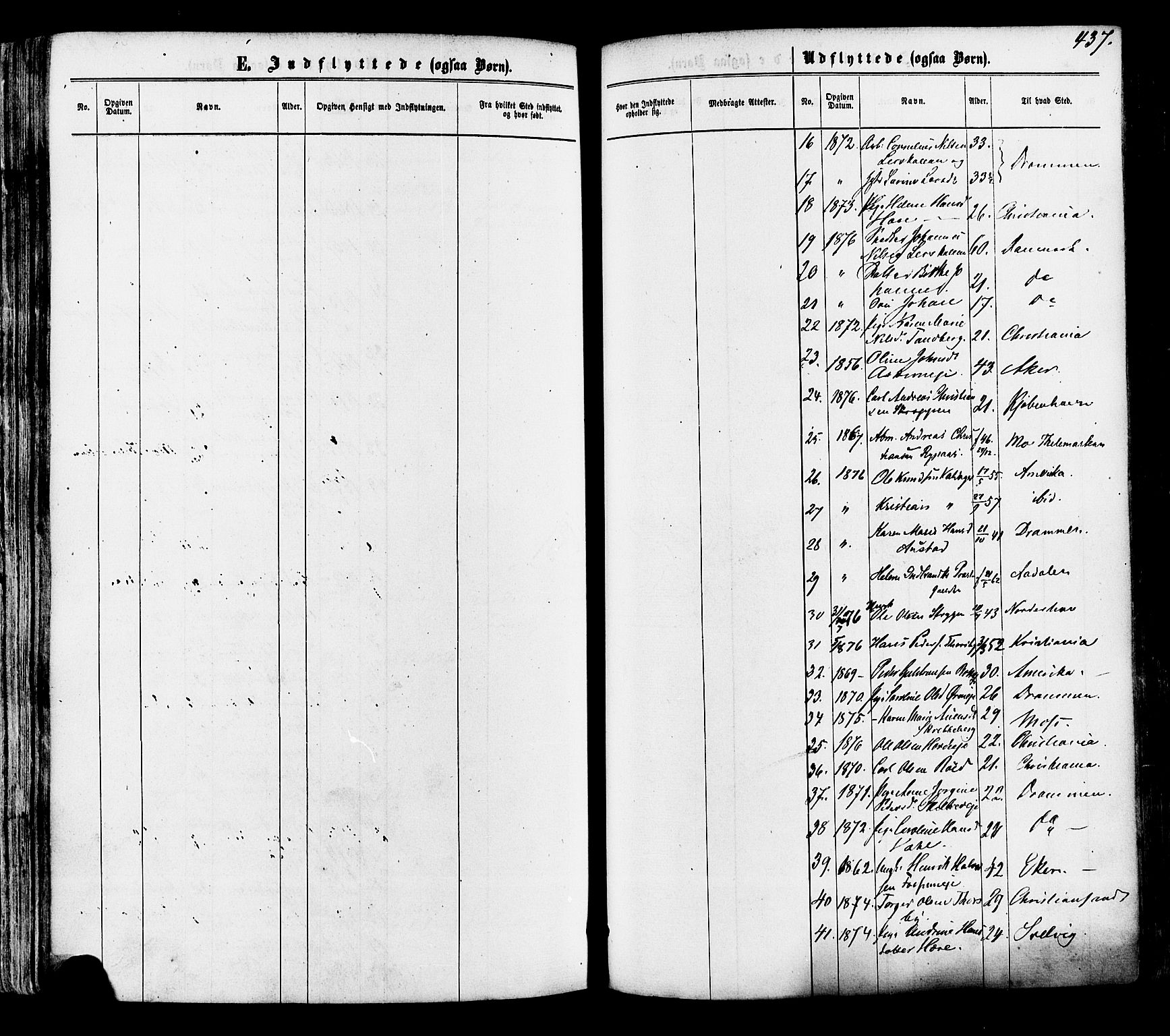 Modum kirkebøker, AV/SAKO-A-234/F/Fa/L0010: Parish register (official) no. 10, 1865-1876, p. 437