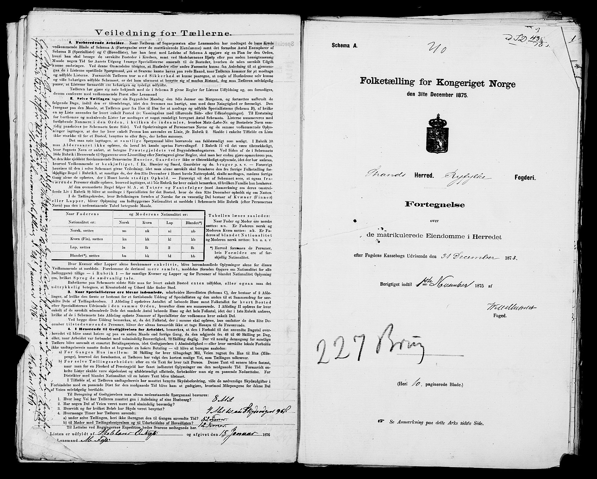 SAST, 1875 census for 1130P Strand, 1875, p. 22