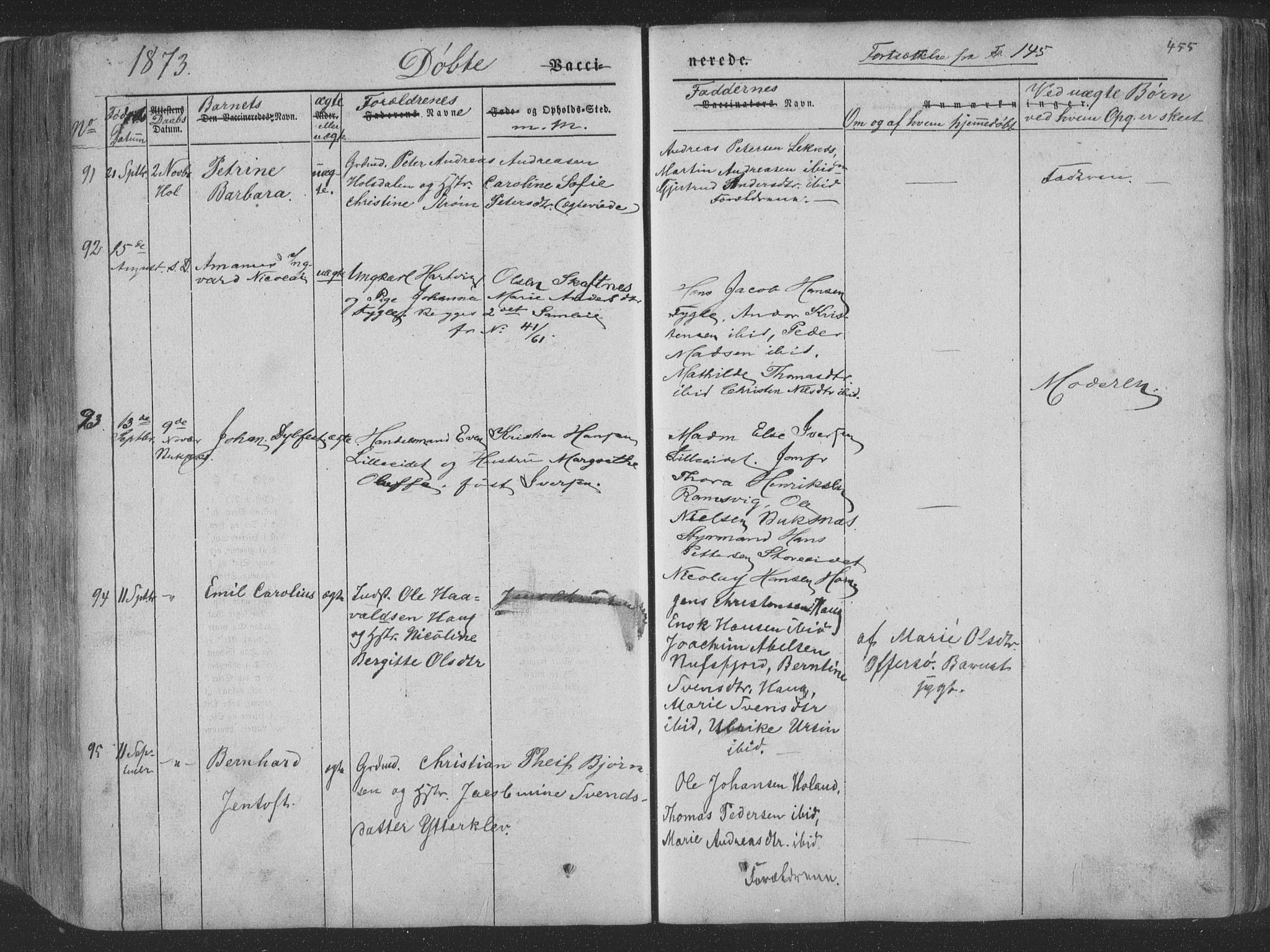 Ministerialprotokoller, klokkerbøker og fødselsregistre - Nordland, AV/SAT-A-1459/881/L1165: Parish register (copy) no. 881C02, 1854-1876, p. 455