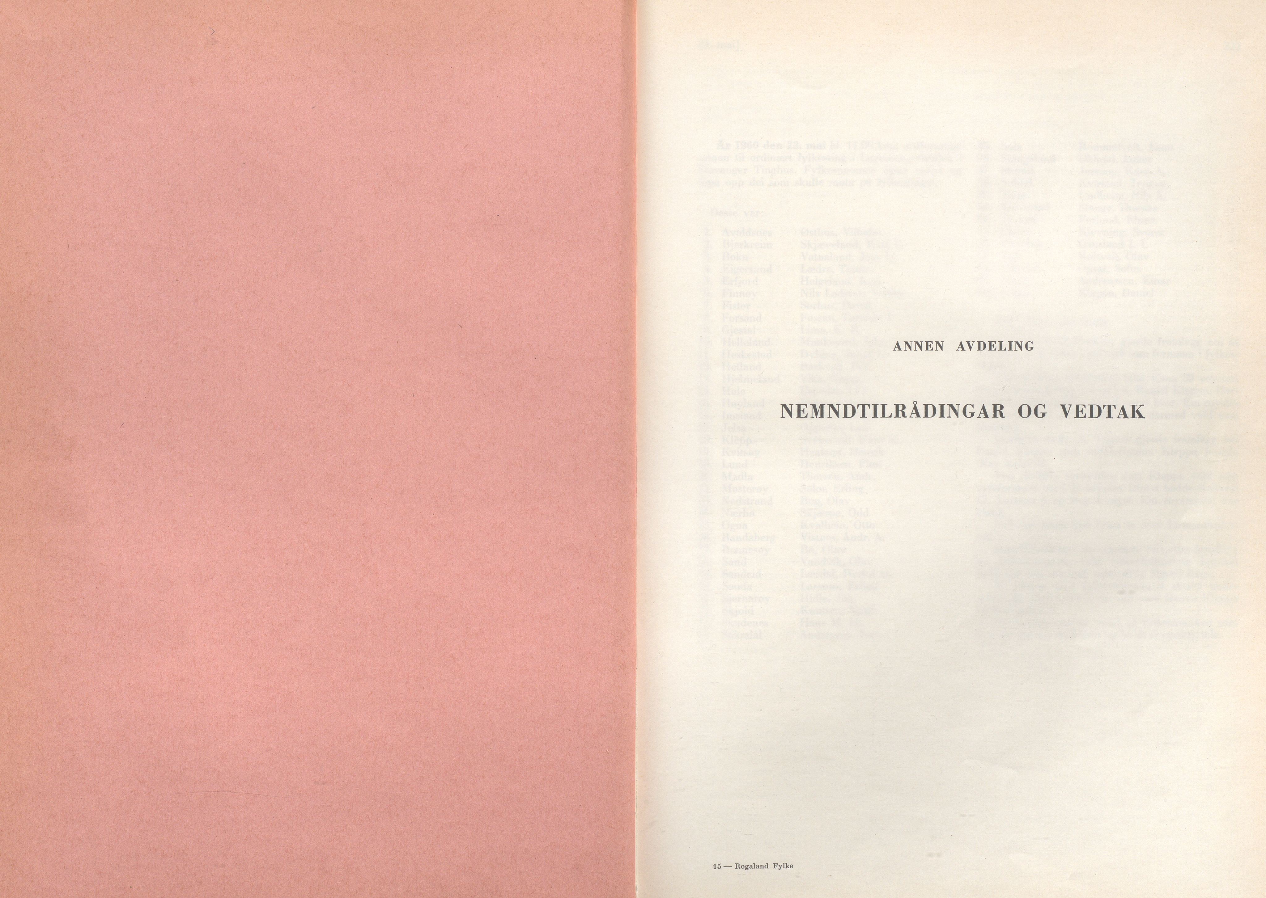 Rogaland fylkeskommune - Fylkesrådmannen , IKAR/A-900/A/Aa/Aaa/L0079: Møtebok , 1960