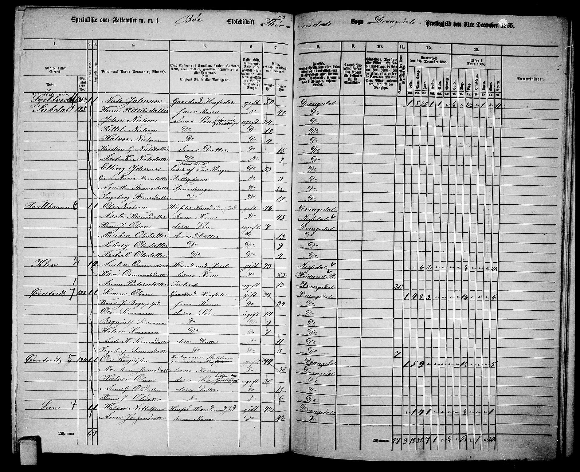 RA, 1865 census for Drangedal, 1865, p. 112