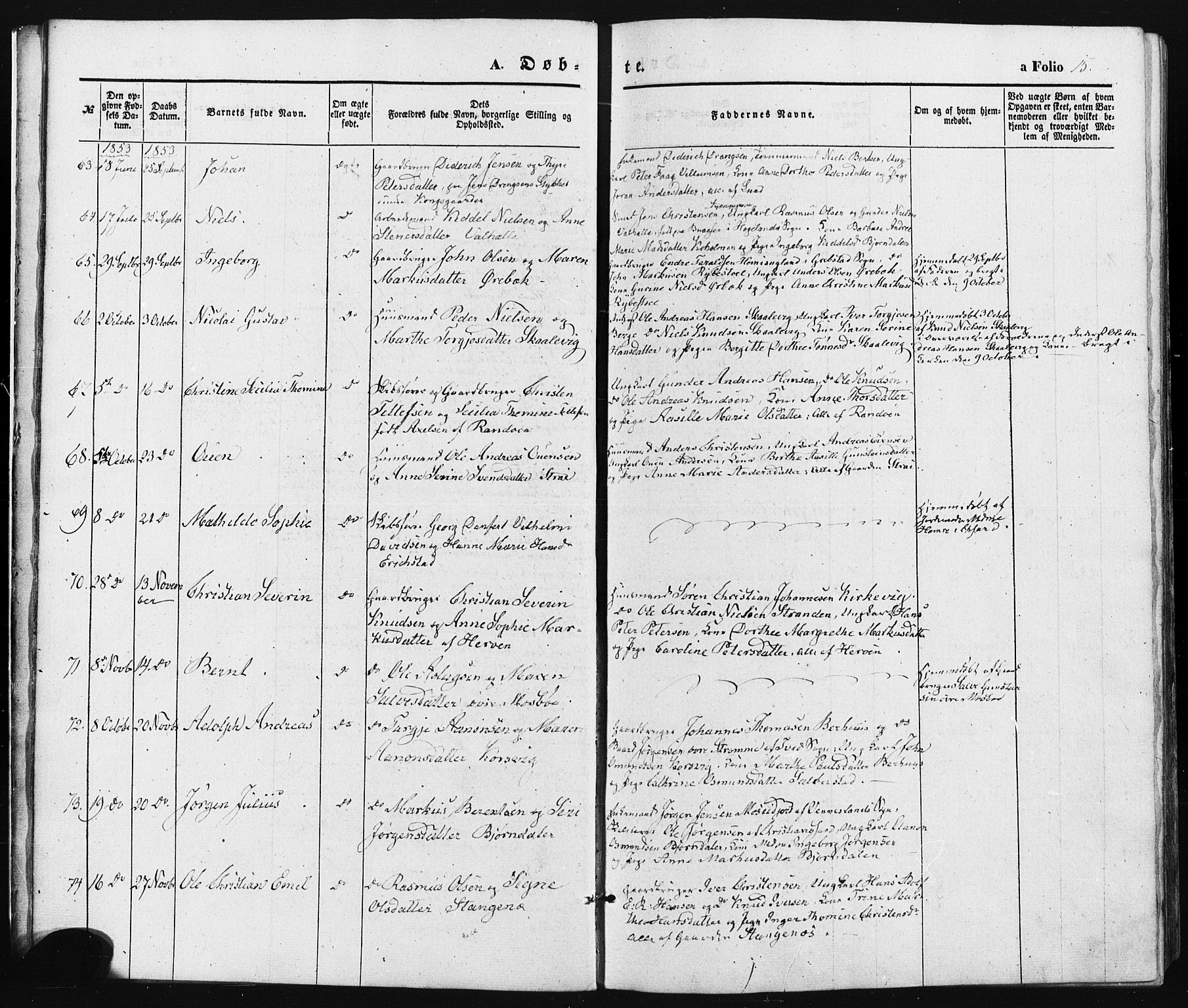Oddernes sokneprestkontor, SAK/1111-0033/F/Fa/Faa/L0007: Parish register (official) no. A 7, 1851-1863, p. 15