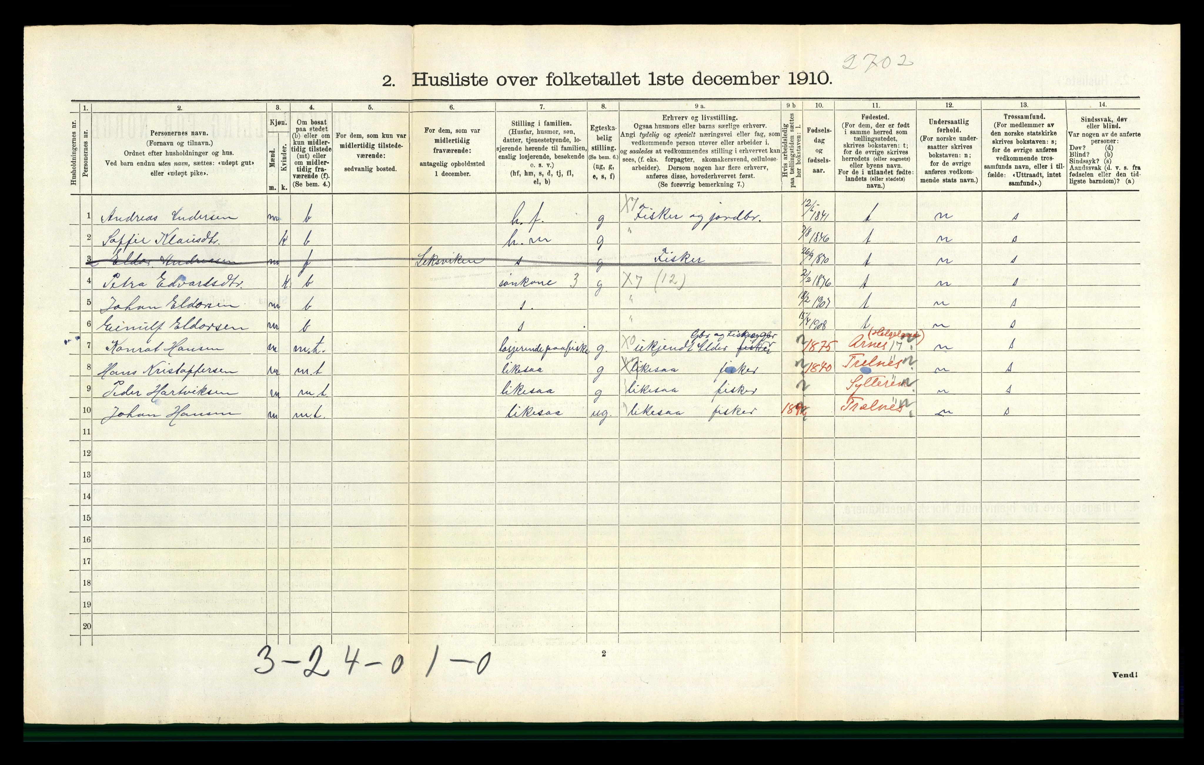 RA, 1910 census for Brønnøy, 1910, p. 178