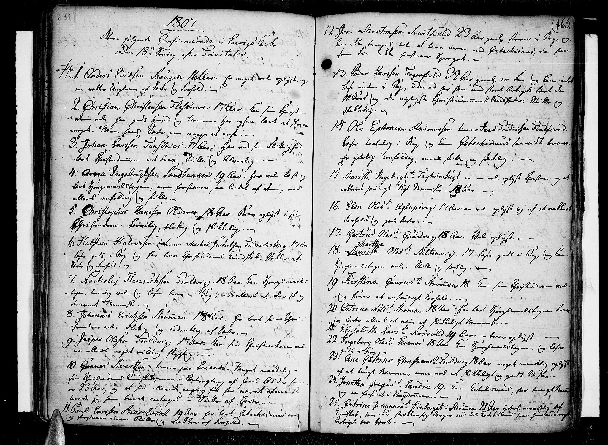 Lenvik sokneprestembete, AV/SATØ-S-1310/H/Ha/Haa/L0002kirke: Parish register (official) no. 2, 1784-1820, p. 165