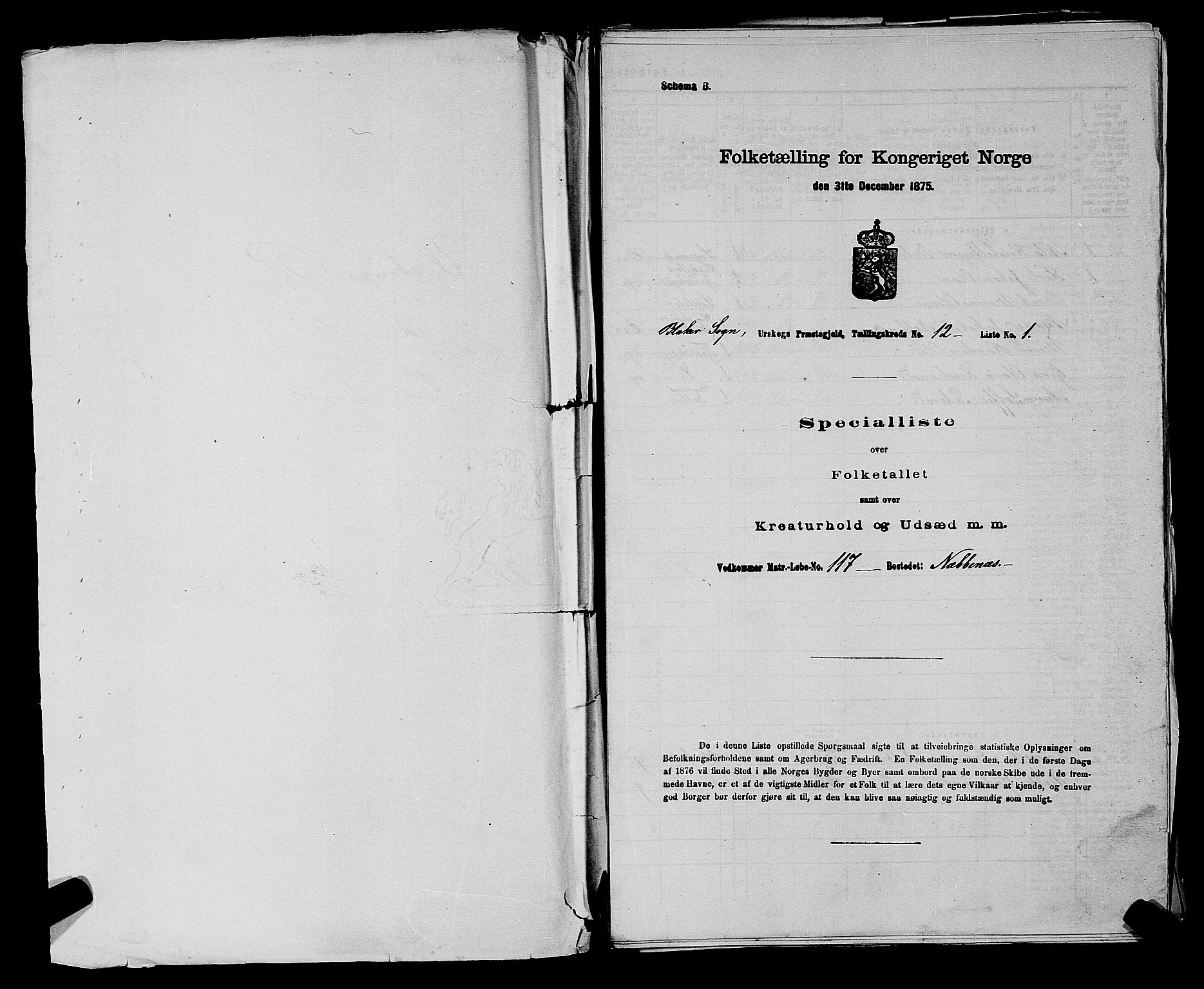 RA, 1875 census for 0224P Aurskog, 1875, p. 1163