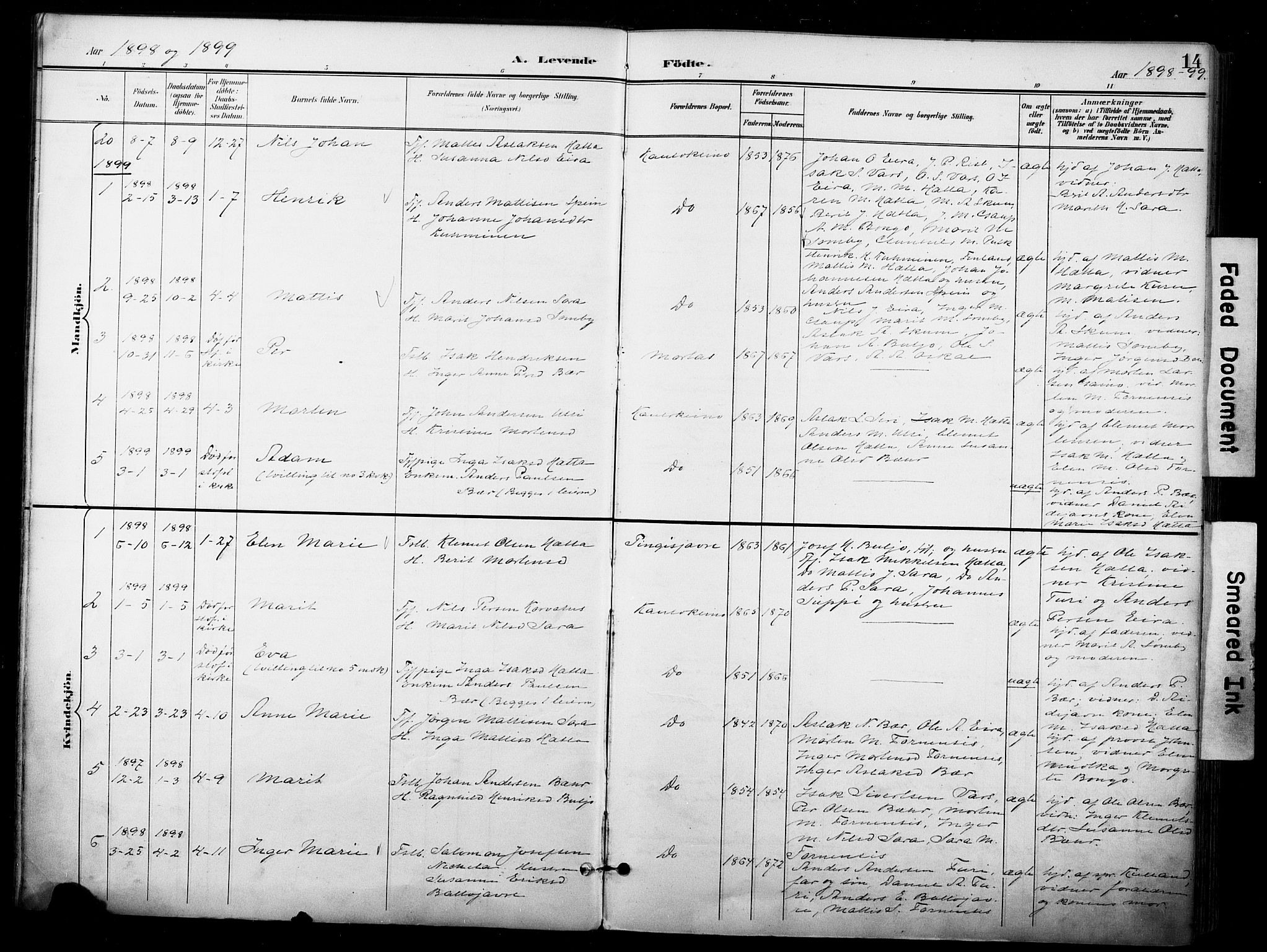 Kautokeino sokneprestembete, SATØ/S-1340/H/Ha/L0005.kirke: Parish register (official) no. 5, 1896-1916, p. 14