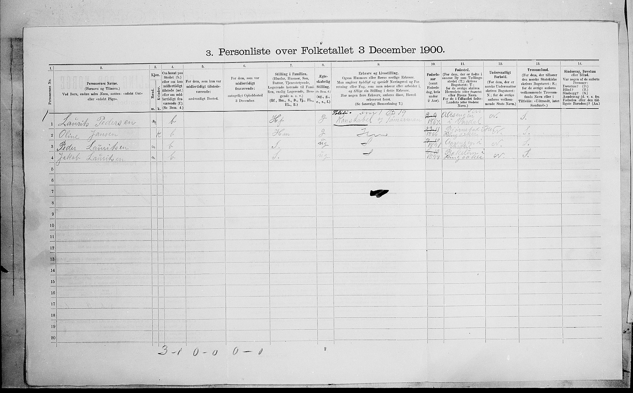 SAH, 1900 census for Gjøvik, 1900, p. 794