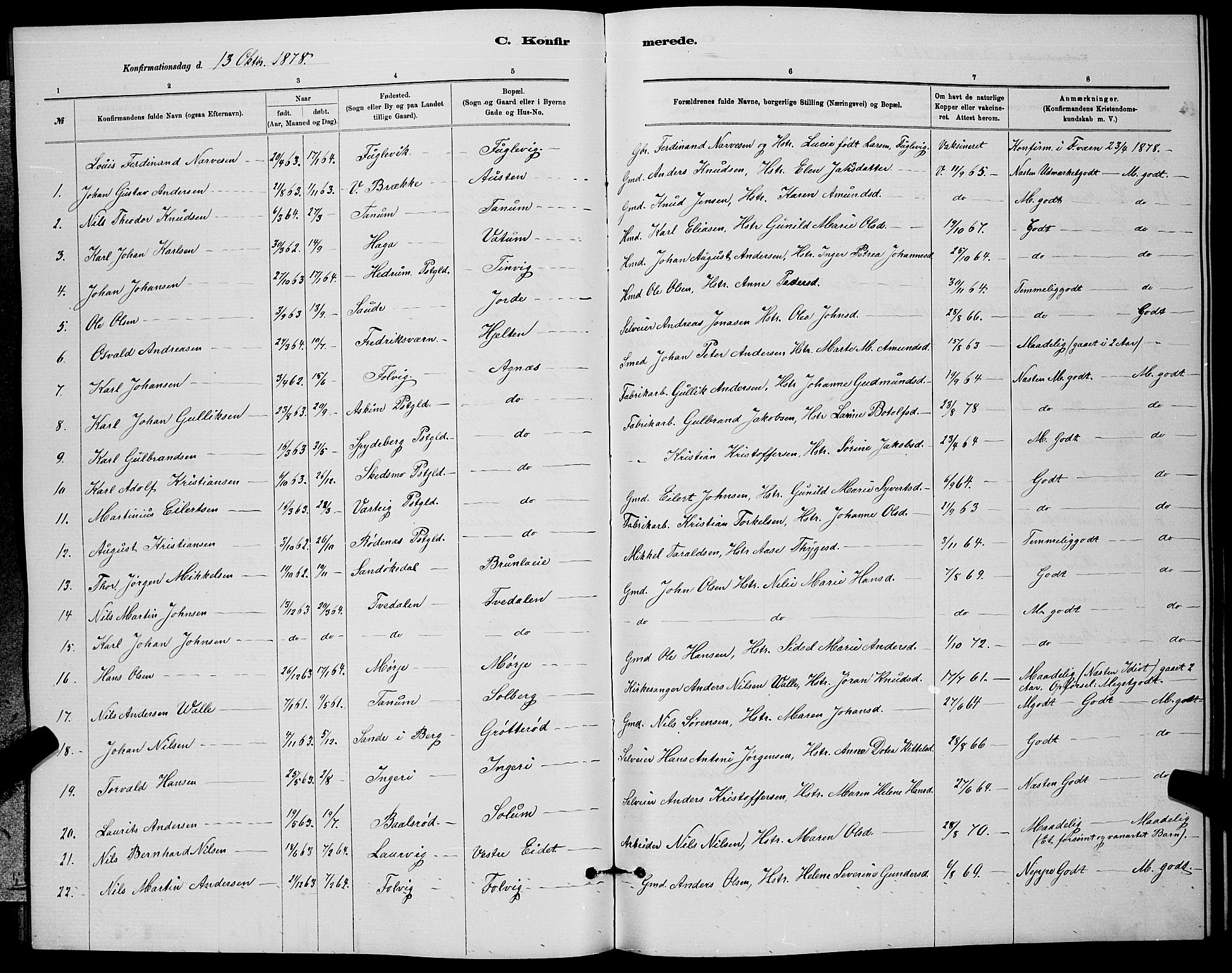 Brunlanes kirkebøker, AV/SAKO-A-342/G/Ga/L0003: Parish register (copy) no. I 3, 1877-1898