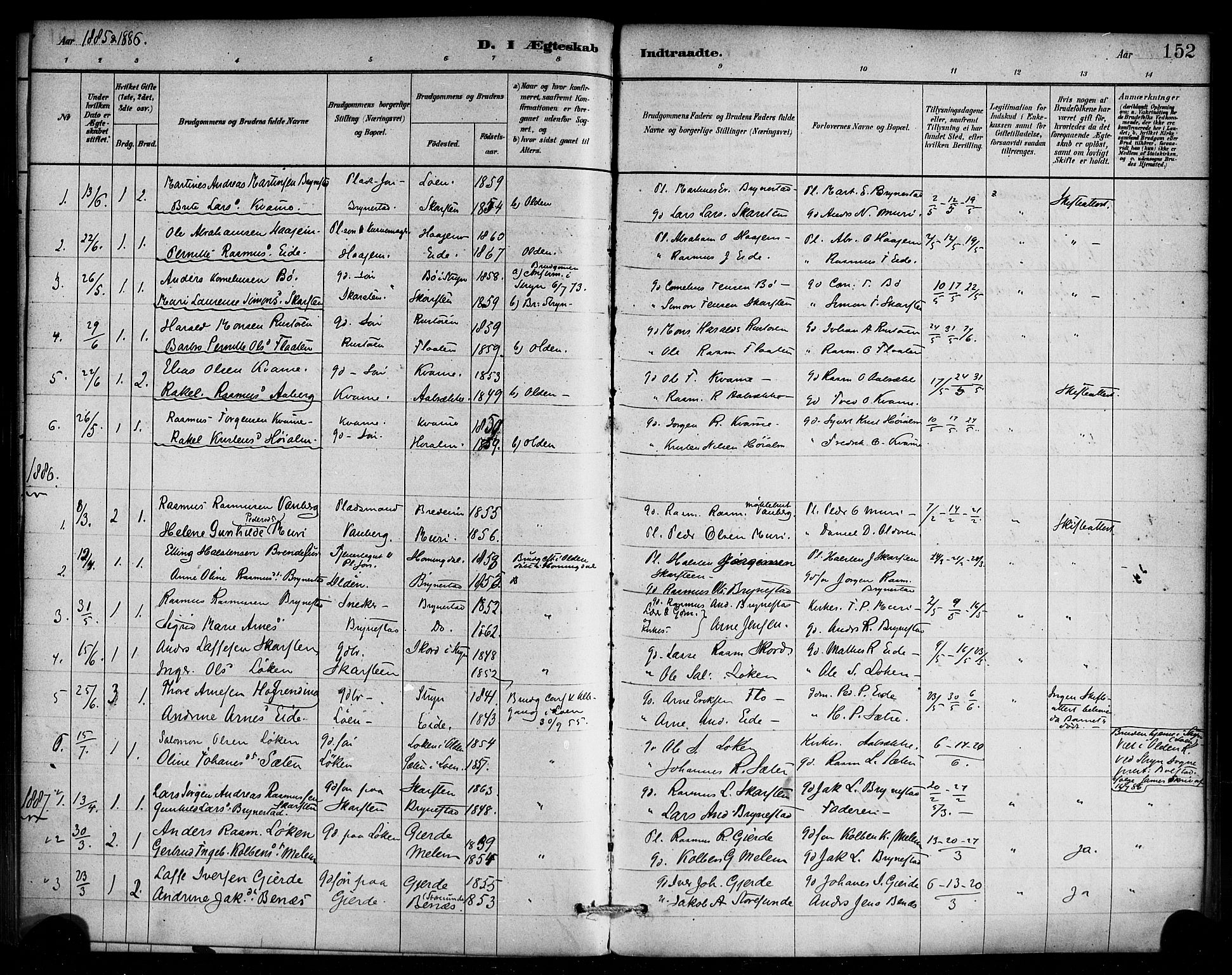 Innvik sokneprestembete, AV/SAB-A-80501: Parish register (official) no. C 1, 1879-1900, p. 152