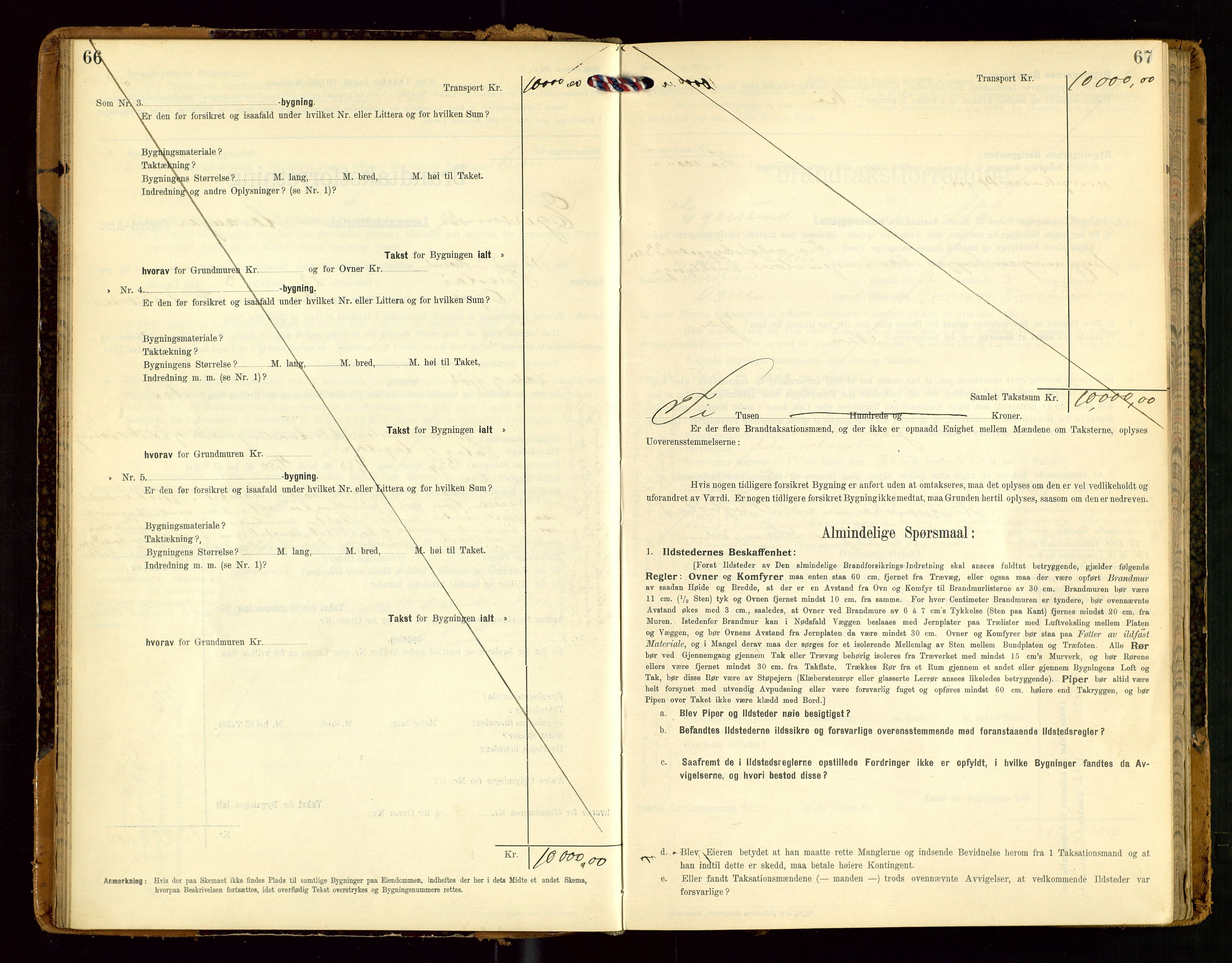 Eigersund lensmannskontor, SAST/A-100171/Gob/L0002: "Brandtakstprotokol", 1910-1916, p. 66-67