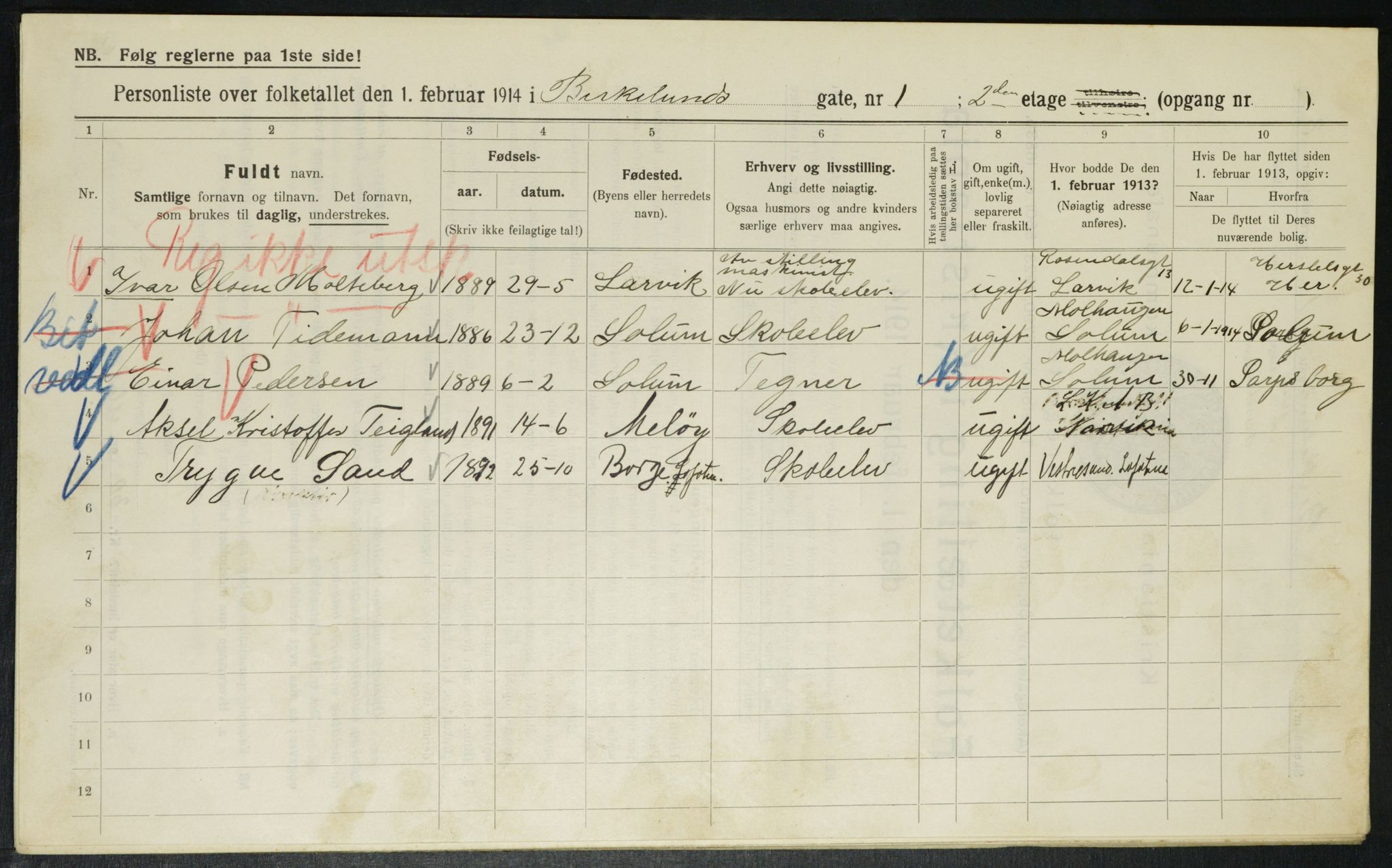 OBA, Municipal Census 1914 for Kristiania, 1914, p. 5024