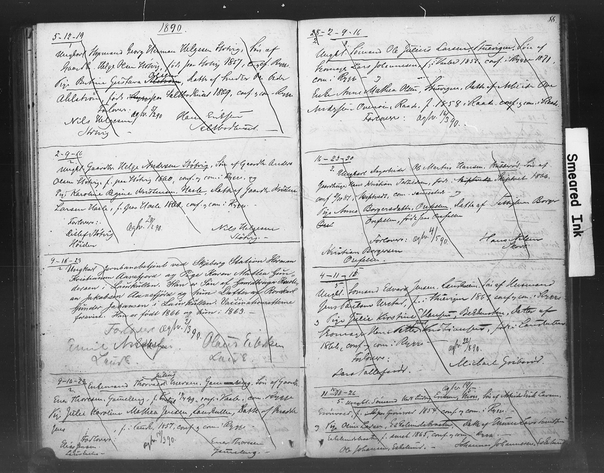 Rygge prestekontor Kirkebøker, SAO/A-10084b/H/Ha/L0001: Banns register no. 1, 1859-1891, p. 88