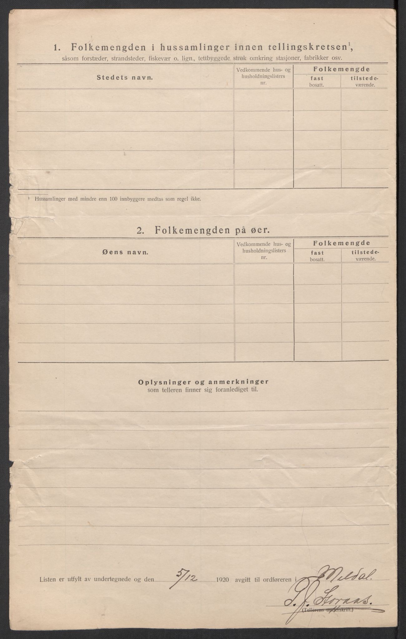 SAT, 1920 census for Meldal, 1920, p. 57